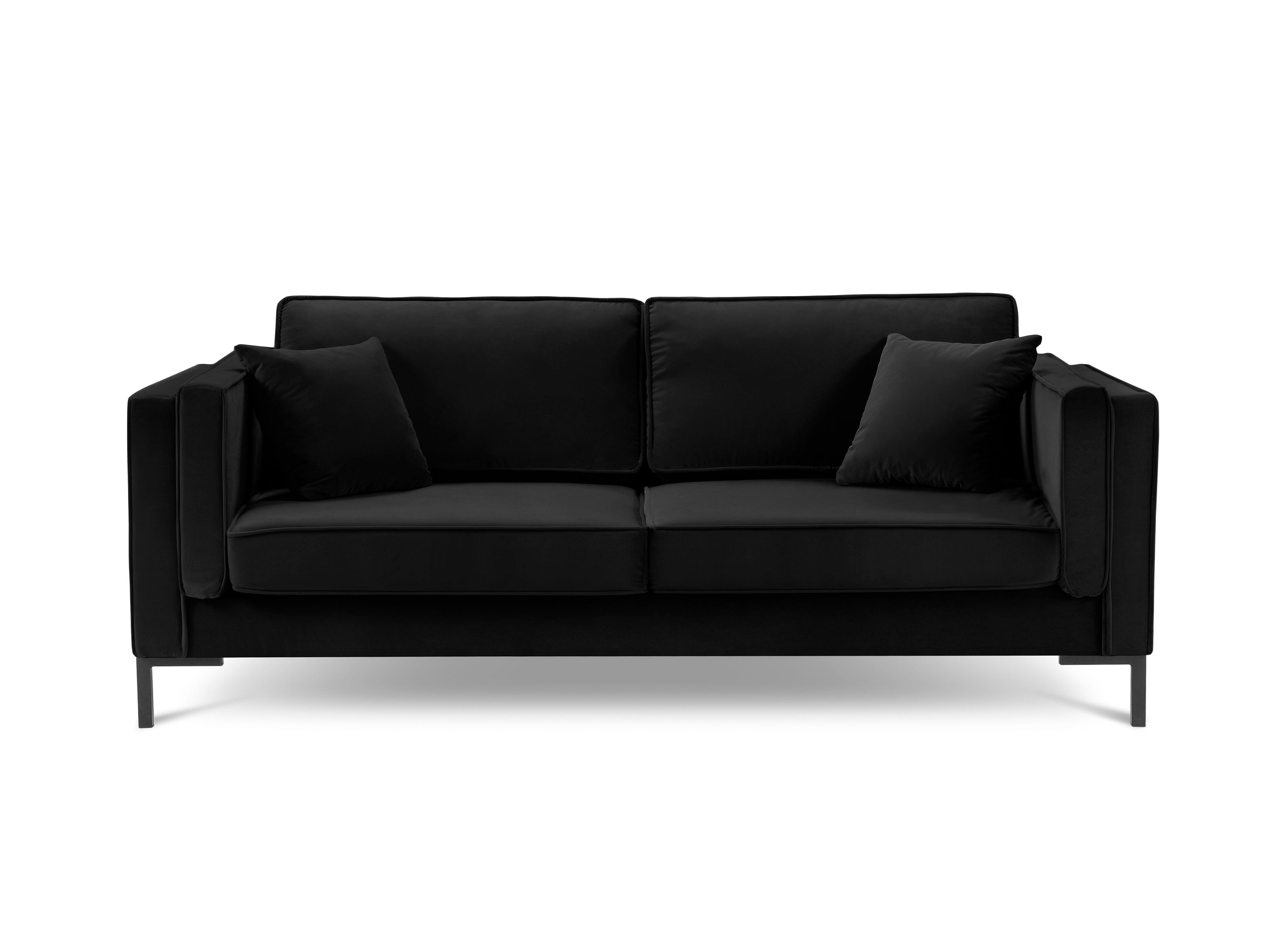 Sofa aksamitna 3-osobowa LUIS czarny z czarną podstawą Milo Casa Eye on Design