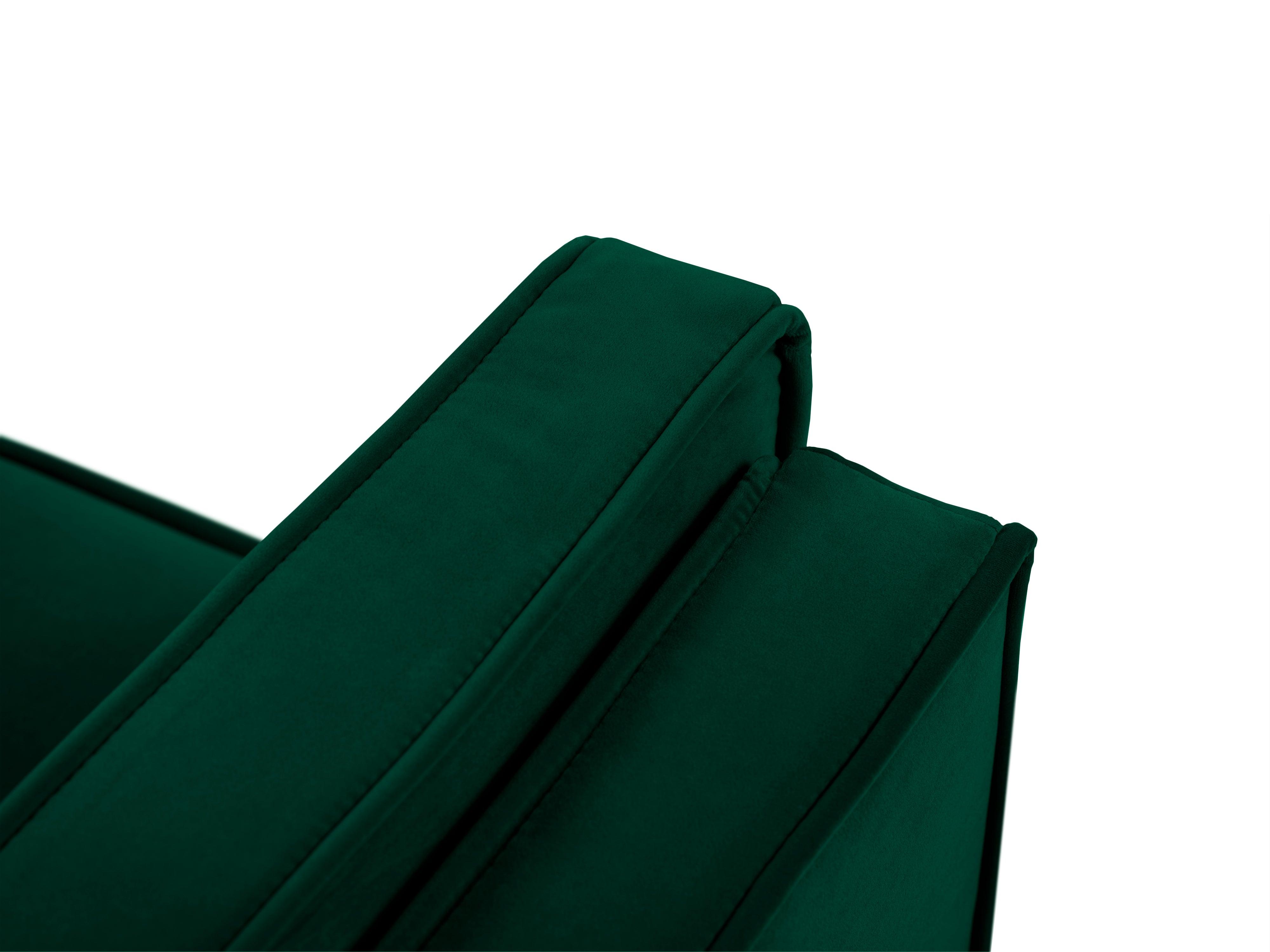 Sofa aksamitna 3-osobowa LUIS zieleń butelkowa ze złotą podstawą Milo Casa Eye on Design