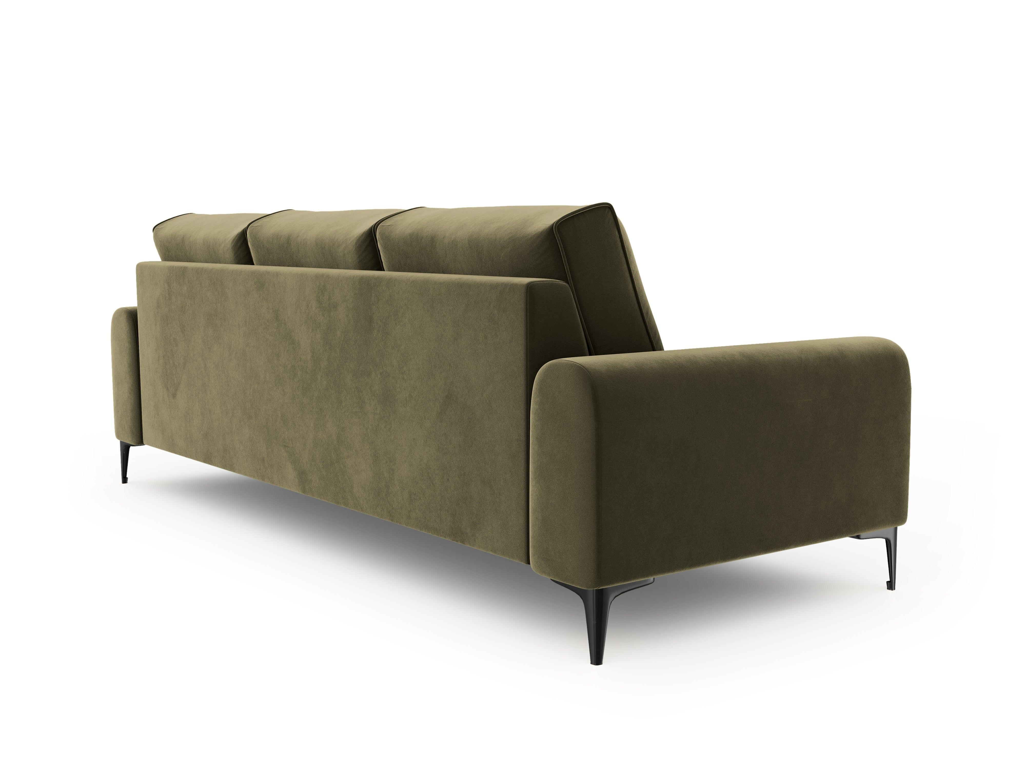 Sofa aksamitna 3-osobowa MADARA zielony z czarną podstawą Mazzini Sofas Eye on Design