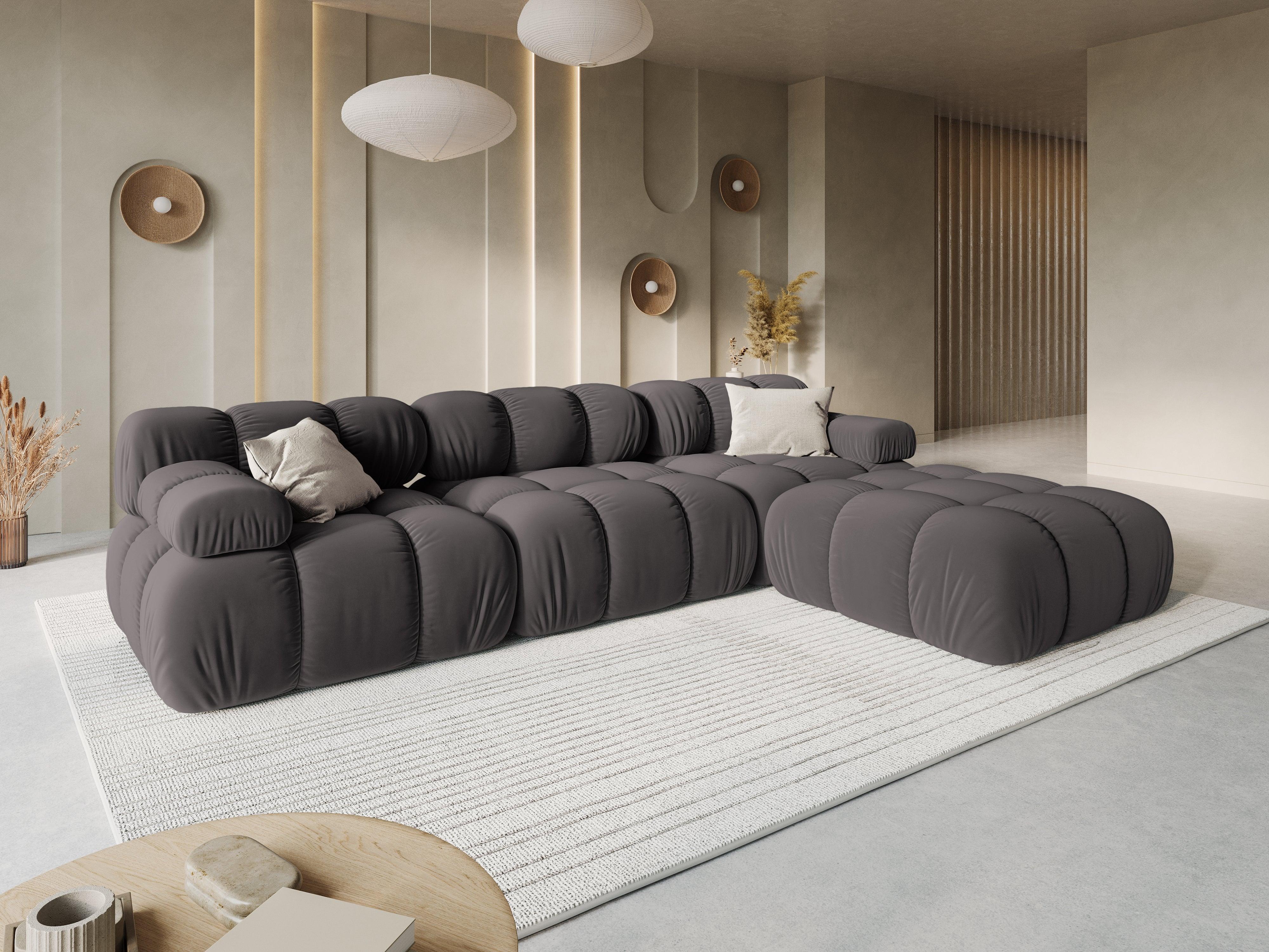 Sofa aksamitna 3-osobowa TROPEA ciemnoszary Milo Casa Eye on Design