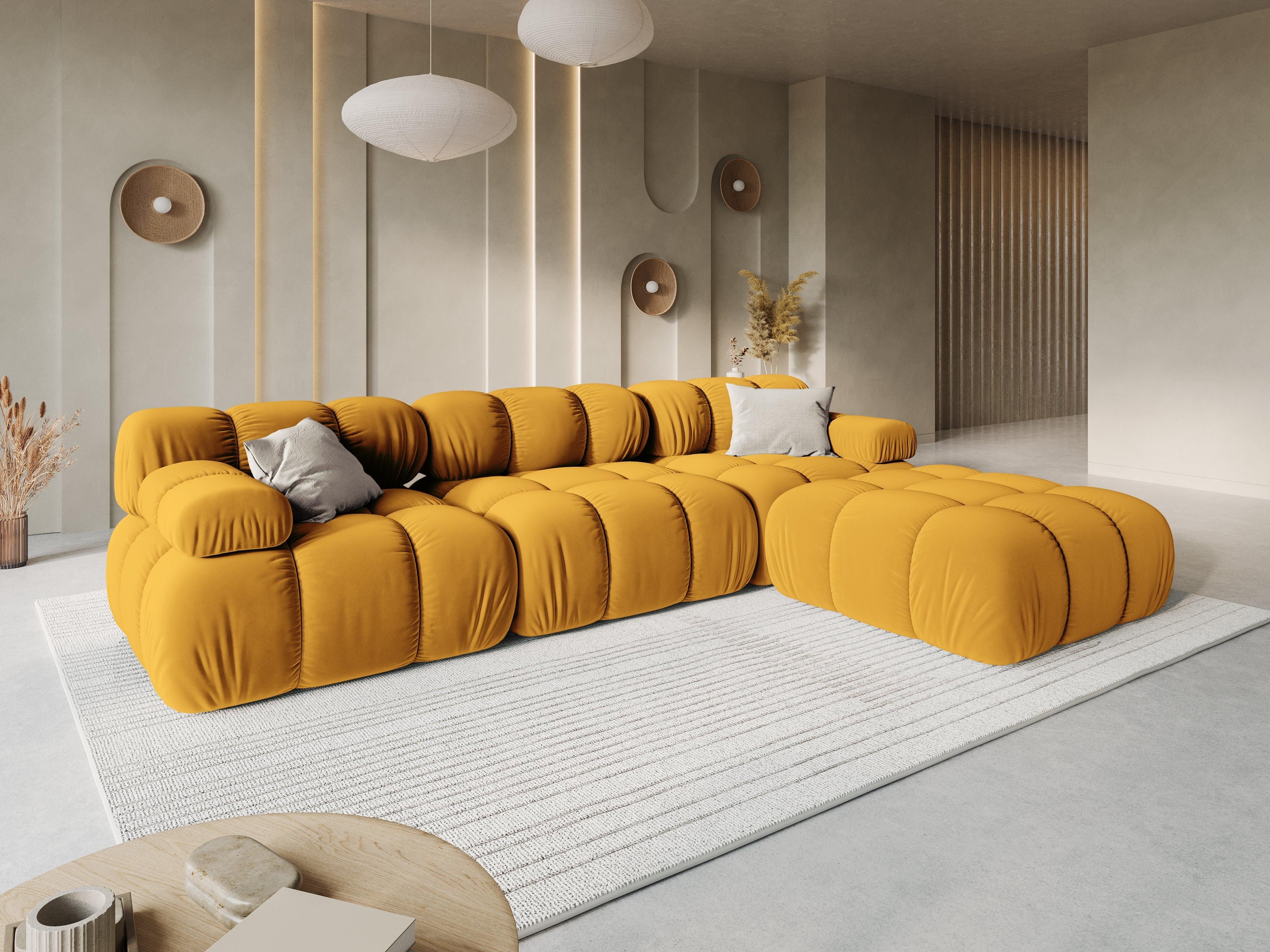 Sofa aksamitna 3-osobowa TROPEA musztardowy Milo Casa Eye on Design