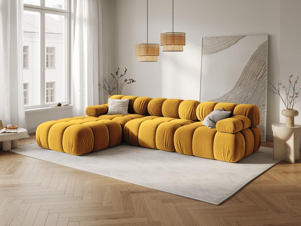 Sofa aksamitna 3-osobowa TROPEA musztardowy Milo Casa Eye on Design
