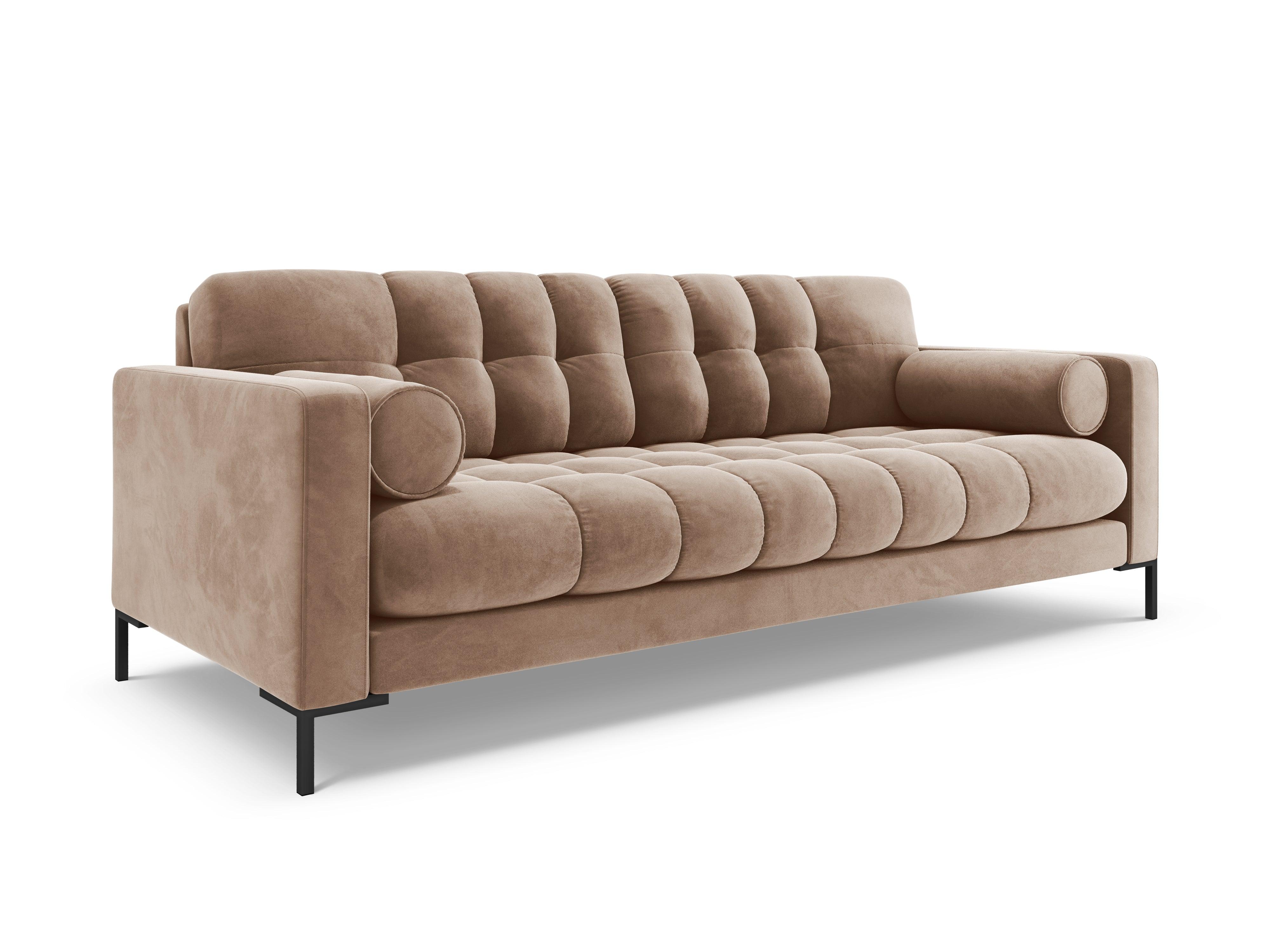 Sofa aksamitna 4-osobowa BALI beżowy z czarną podstawą Cosmopolitan Design Eye on Design