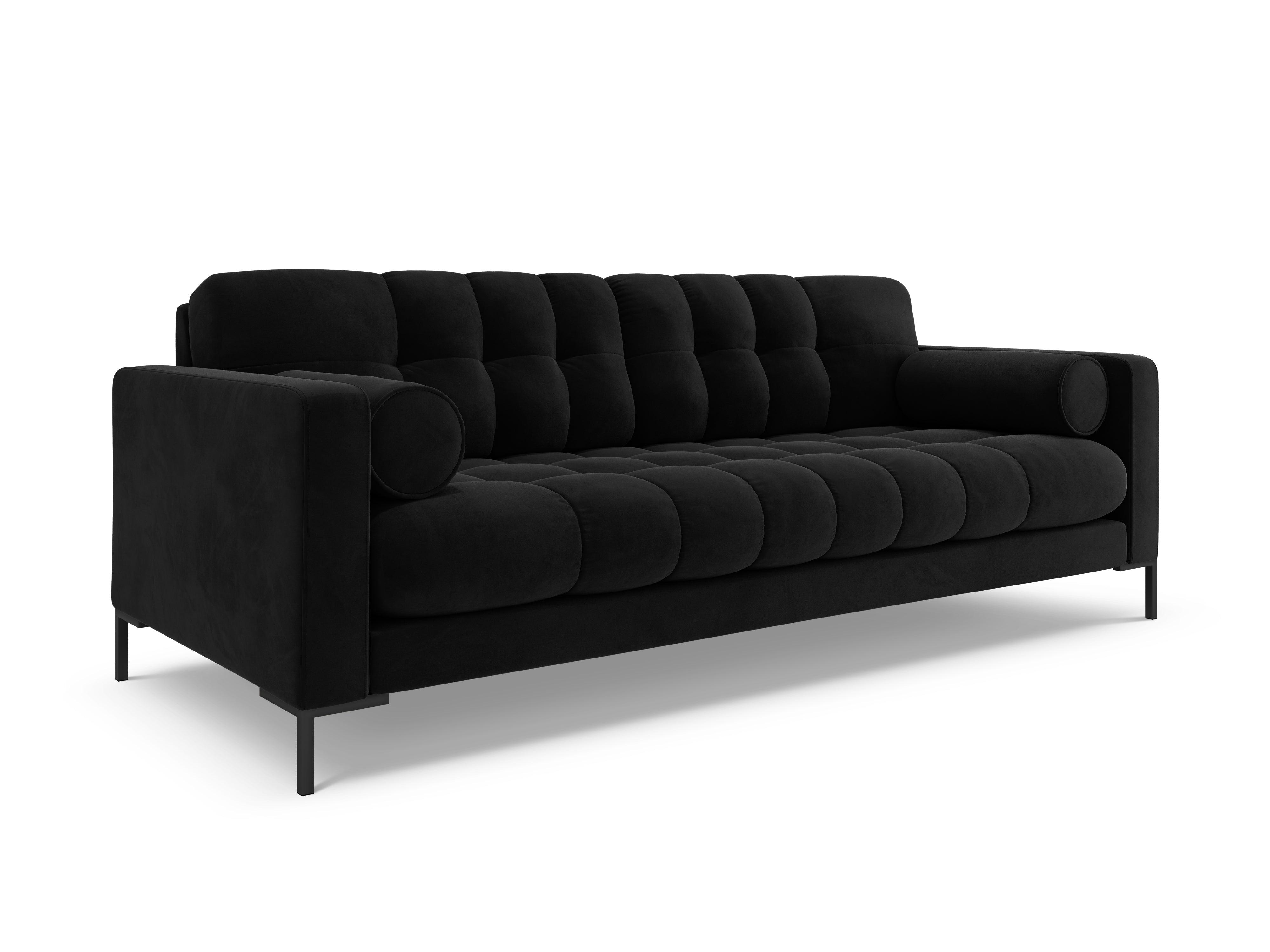 Sofa aksamitna 4-osobowa BALI czarny z czarną podstawą Cosmopolitan Design Eye on Design