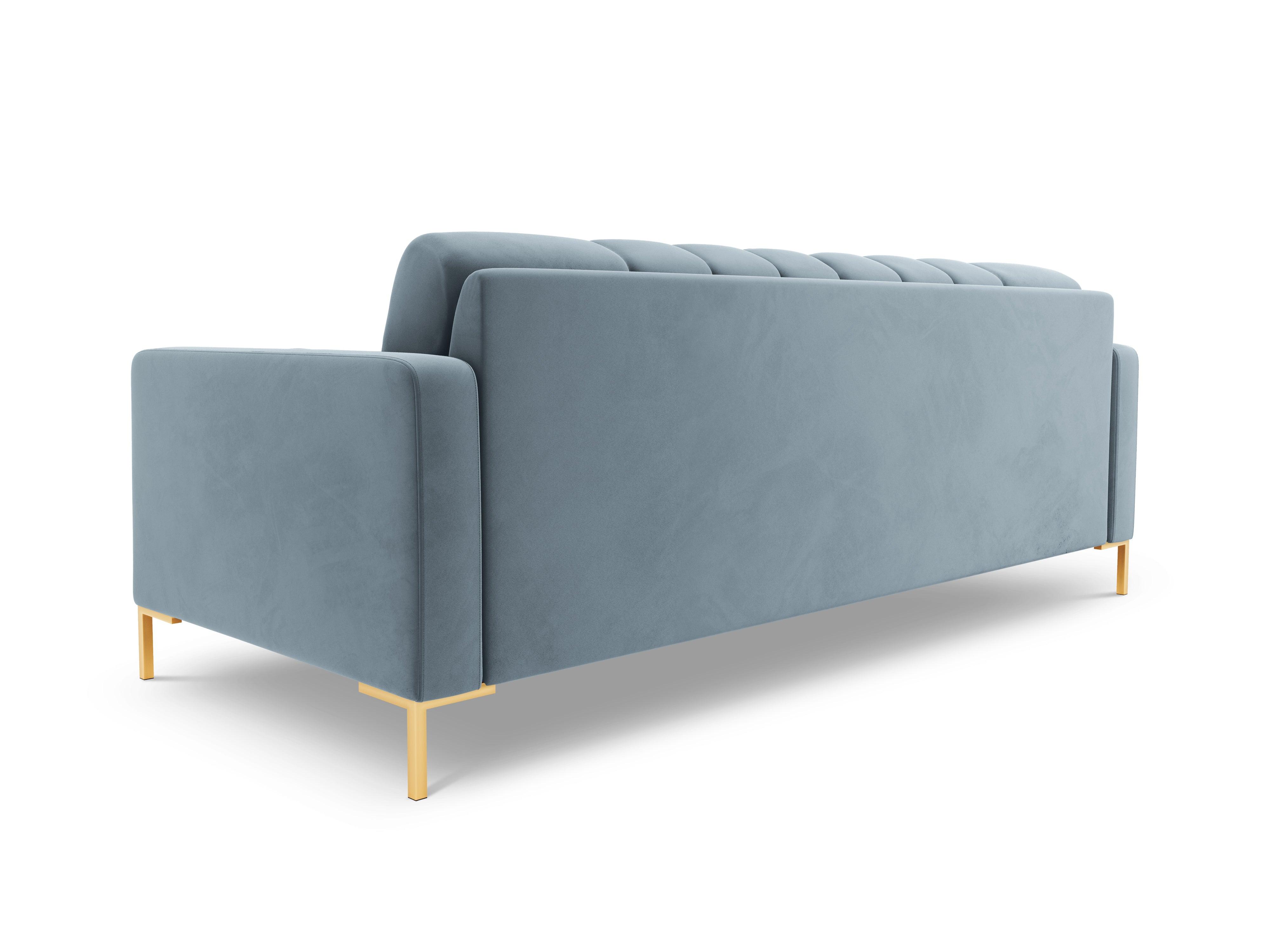 Sofa aksamitna 4-osobowa BALI jasnoniebieski ze złotą podstawą Cosmopolitan Design Eye on Design