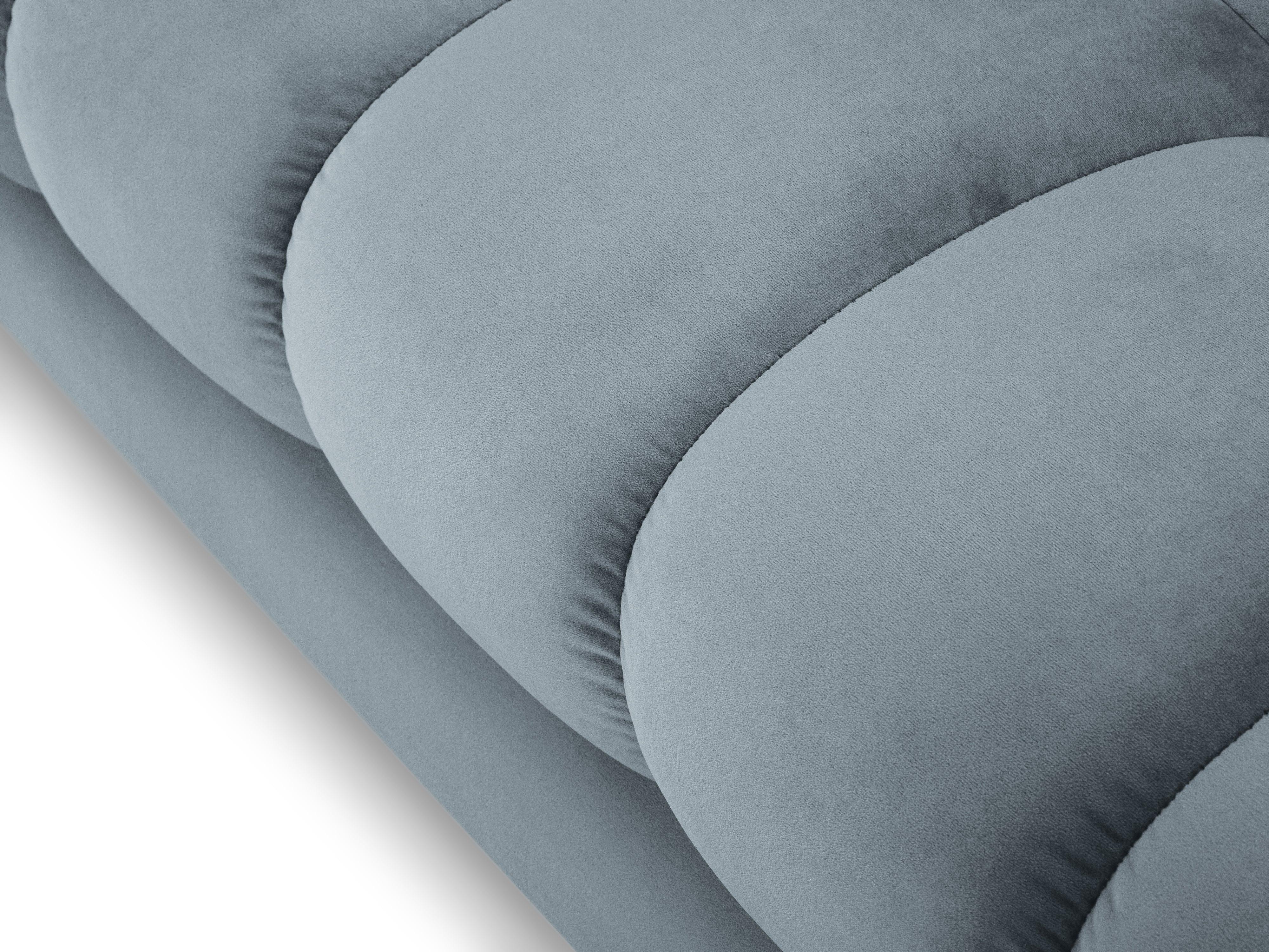 Sofa aksamitna 4-osobowa BALI jasnoniebieski ze złotą podstawą Cosmopolitan Design Eye on Design