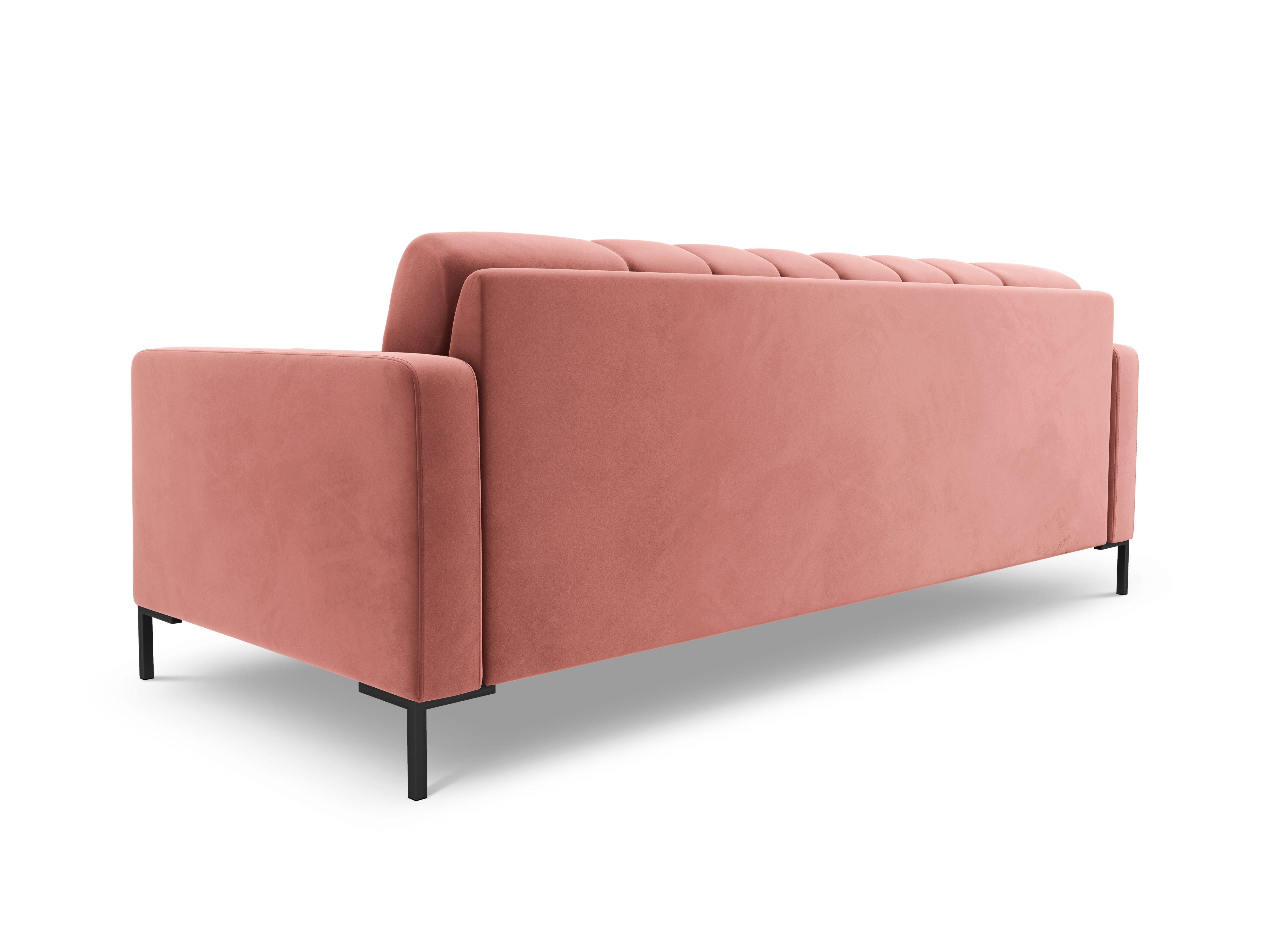 Sofa aksamitna 4-osobowa BALI różowy z czarną podstawą Cosmopolitan Design Eye on Design
