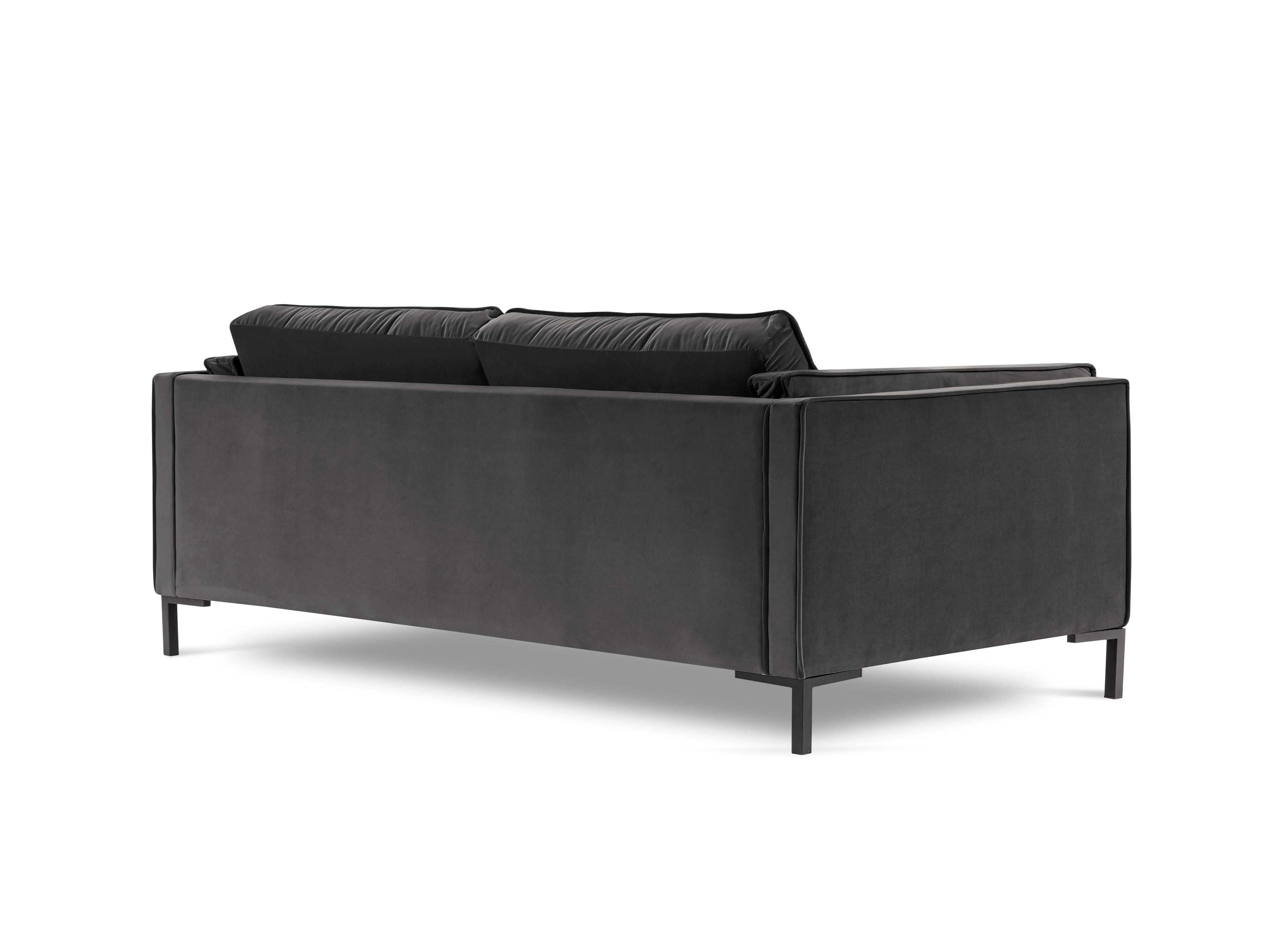 Sofa aksamitna 4-osobowa LUIS ciemnoszary z czarną podstawą Milo Casa Eye on Design