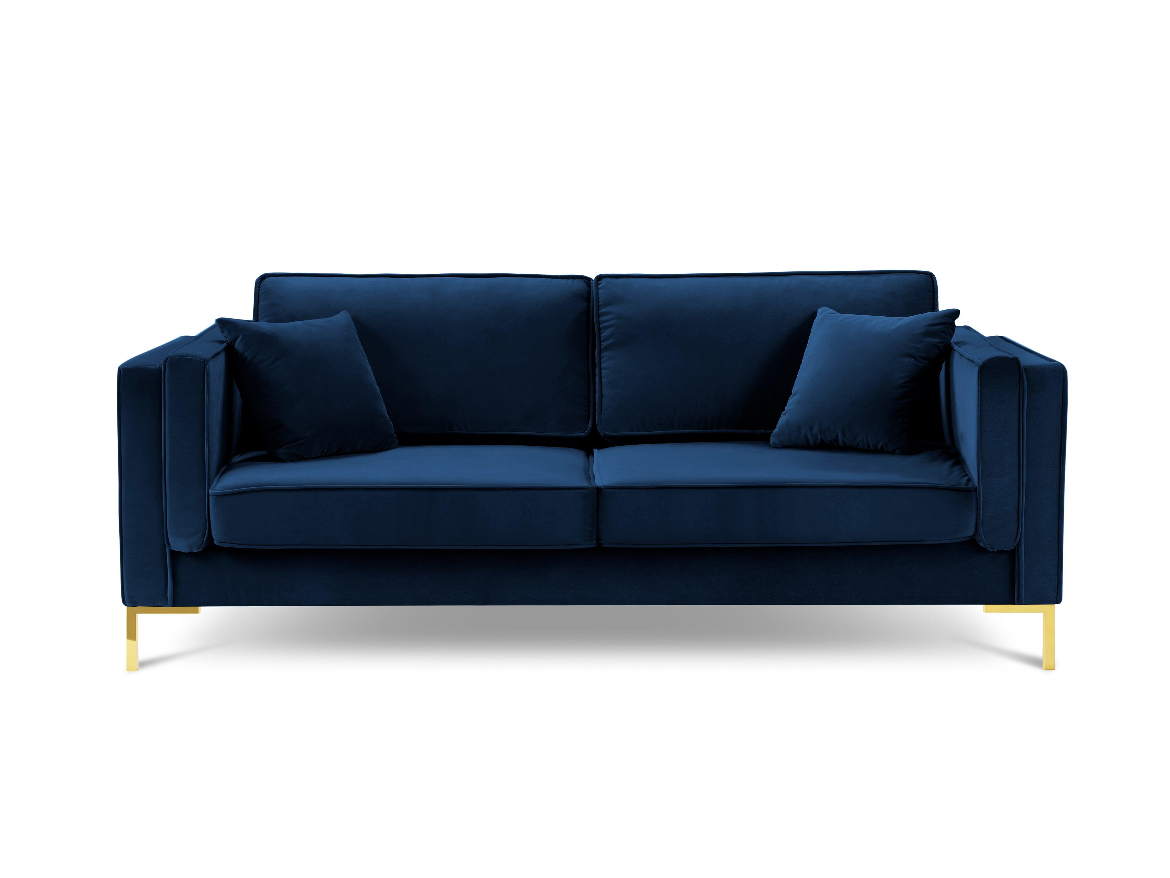 Sofa aksamitna 4-osobowa LUIS granat królewski ze złotą podstawą Milo Casa Eye on Design