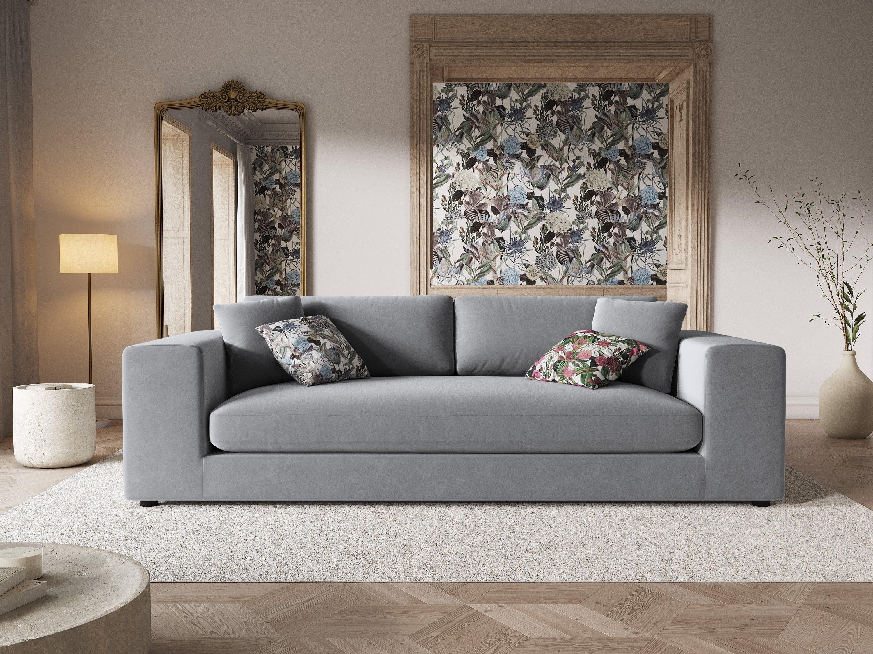 Sofa aksamitna 4-osobowa TENDANCE jasnoszary CXL by Christian Lacroix Eye on Design