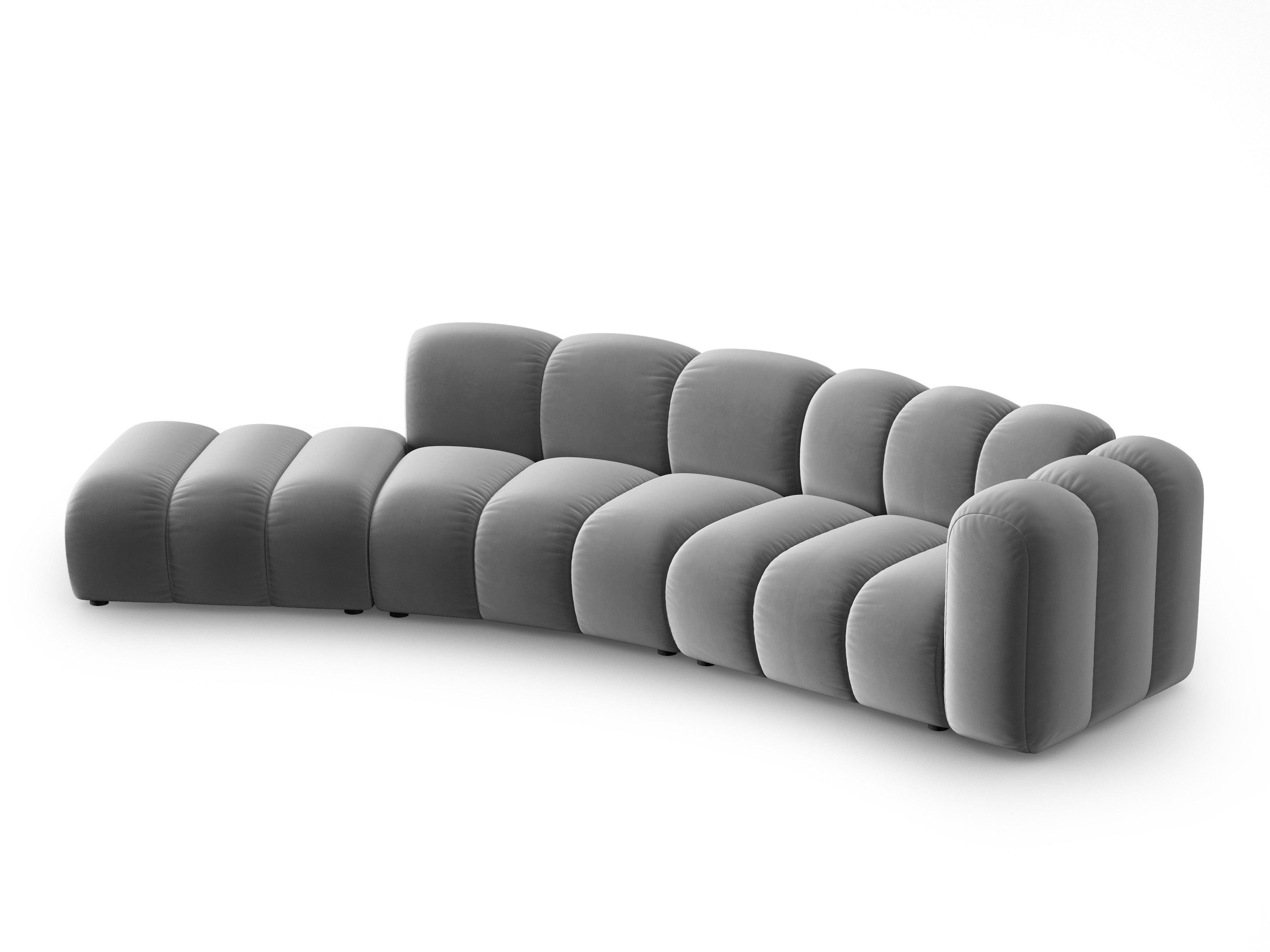 Sofa aksamitna 5-osobowa lewostronna SKYLER szary Interieurs 86 Eye on Design