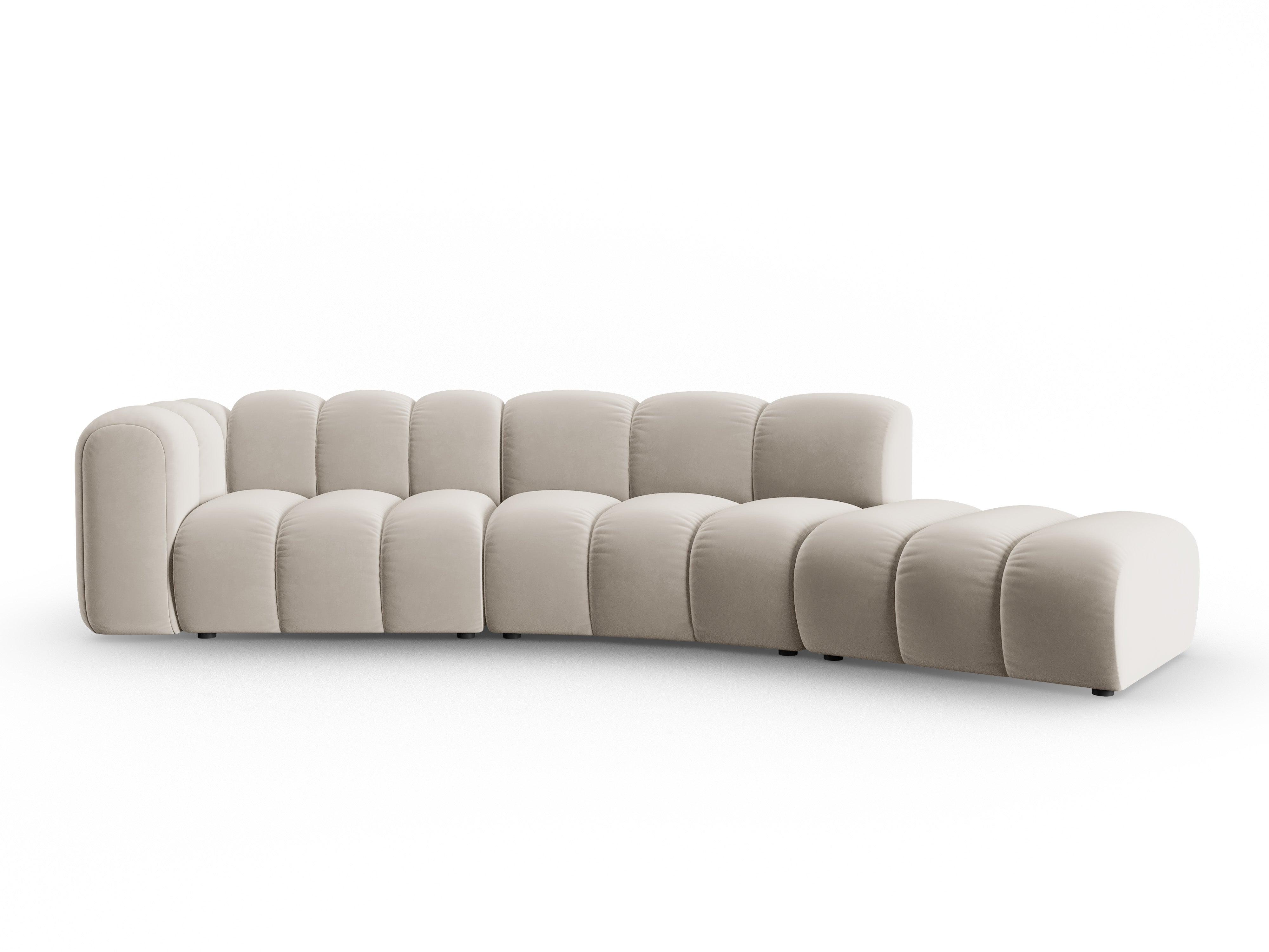 Sofa aksamitna 5-osobowa prawostronna SKYLER beżowy Interieurs 86 Eye on Design