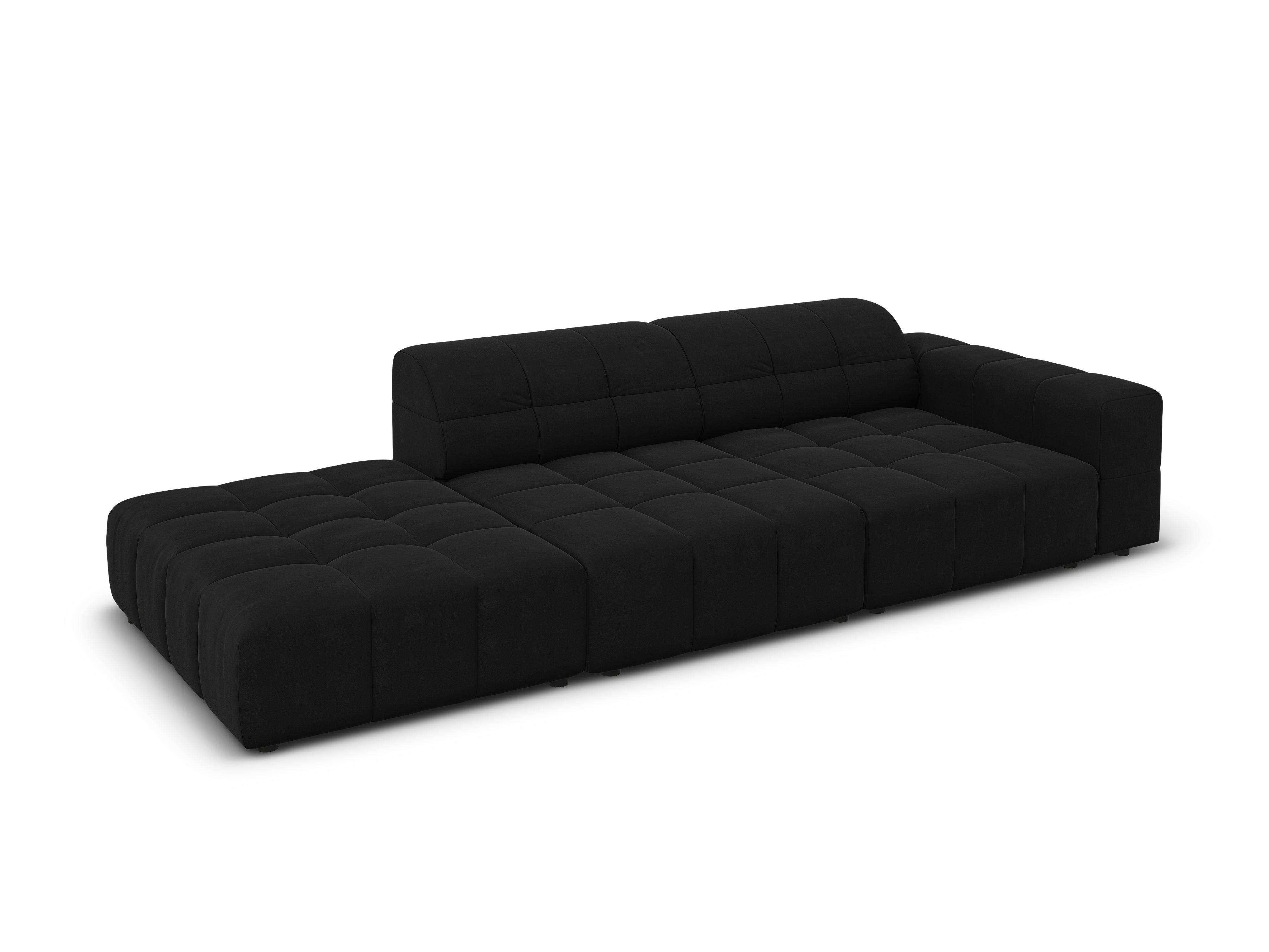 Sofa aksamitna lewostronna 3-osobowa CHICAGO czarny Cosmopolitan Design Eye on Design
