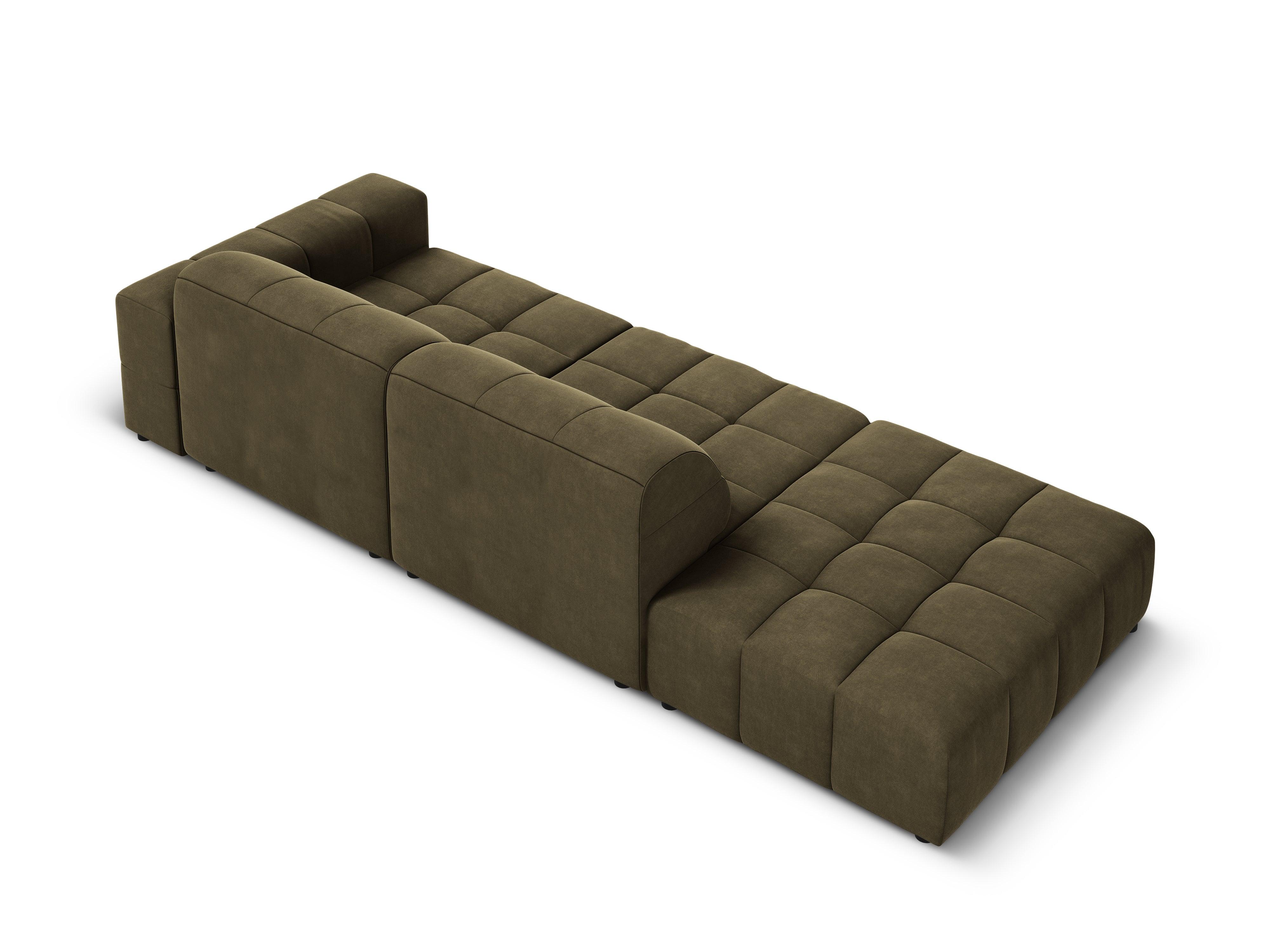 Sofa aksamitna lewostronna 3-osobowa CHICAGO oliwkowy Cosmopolitan Design Eye on Design