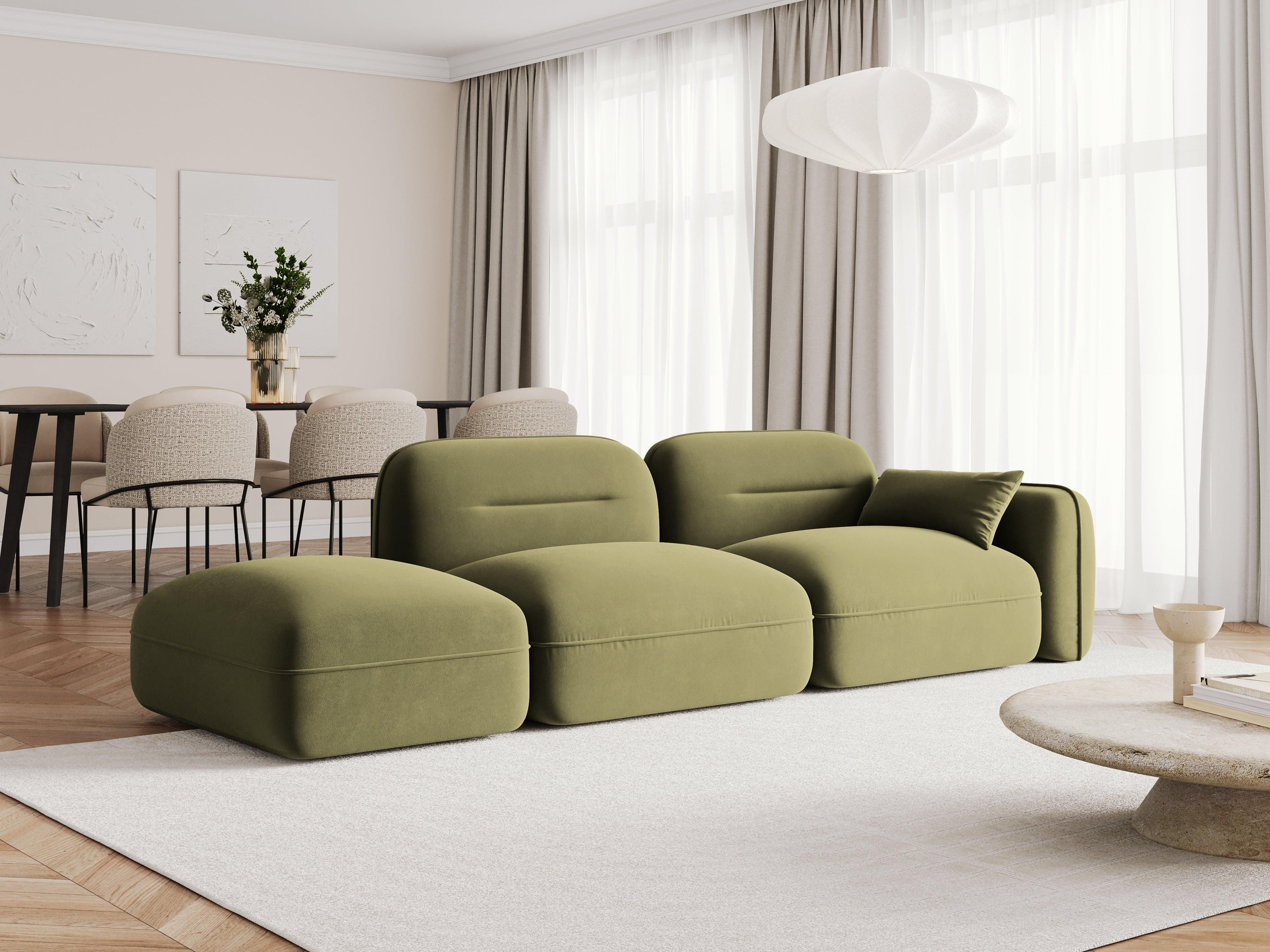 Sofa modułowa aksamitna lewostronna 3-osobowa SYDNEY jasnozielony Cosmopolitan Design Eye on Design