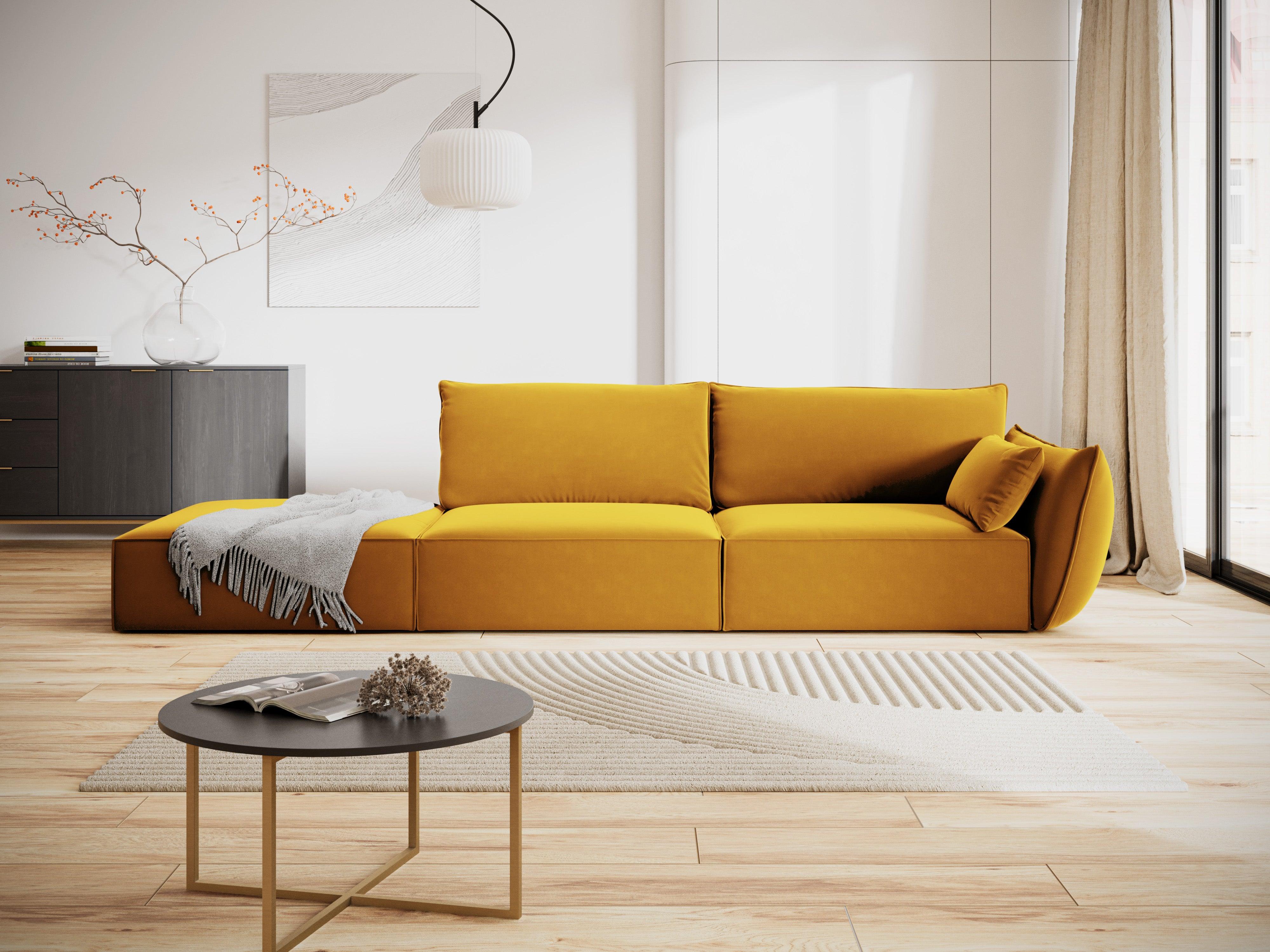 Sofa aksamitna lewostronna otwarta VANDA musztardowy Mazzini Sofas Eye on Design