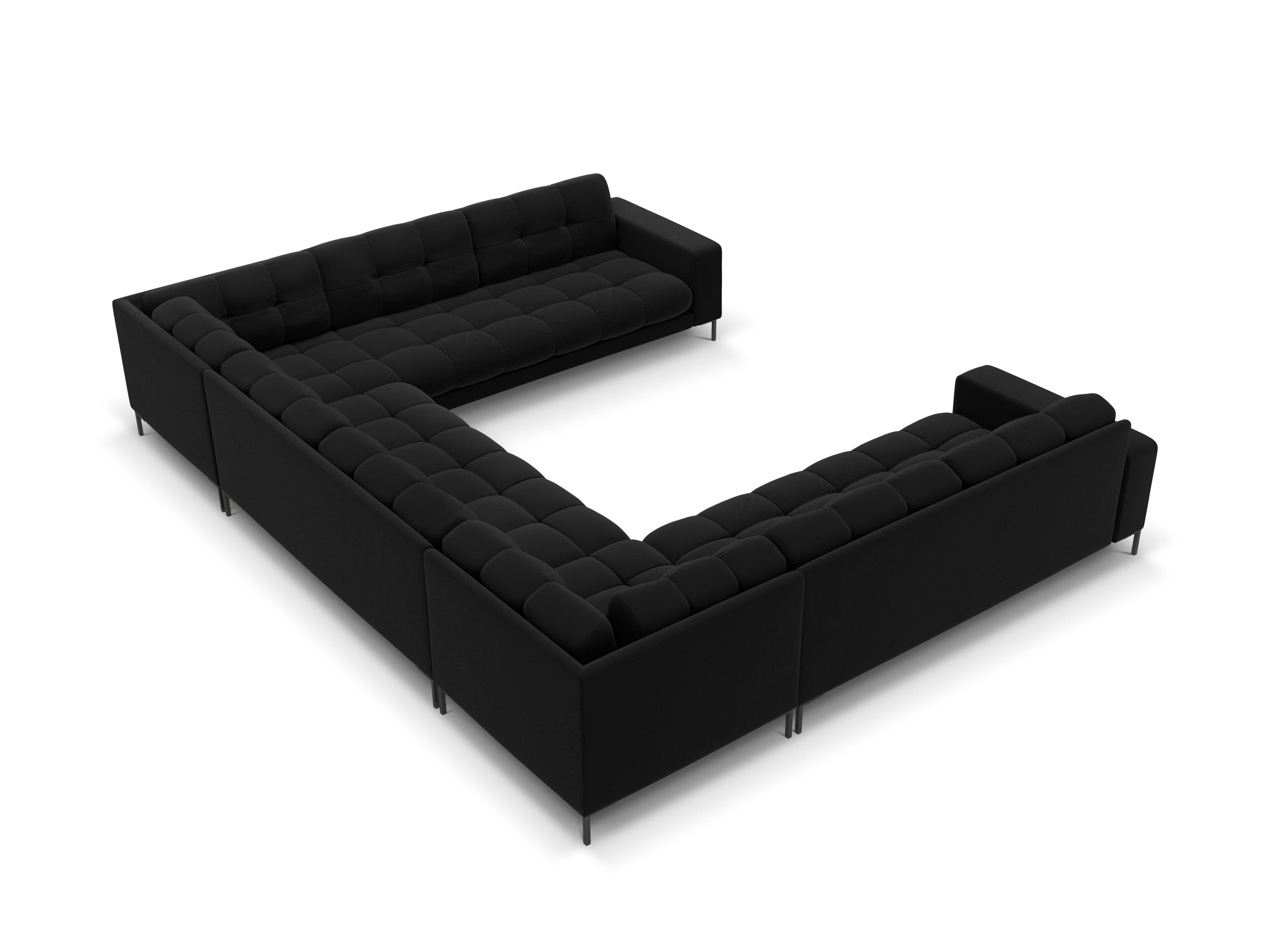 Sofa aksamitna panoramiczna 9-osobowa BALI czarny z czarną podstawą Cosmopolitan Design Eye on Design
