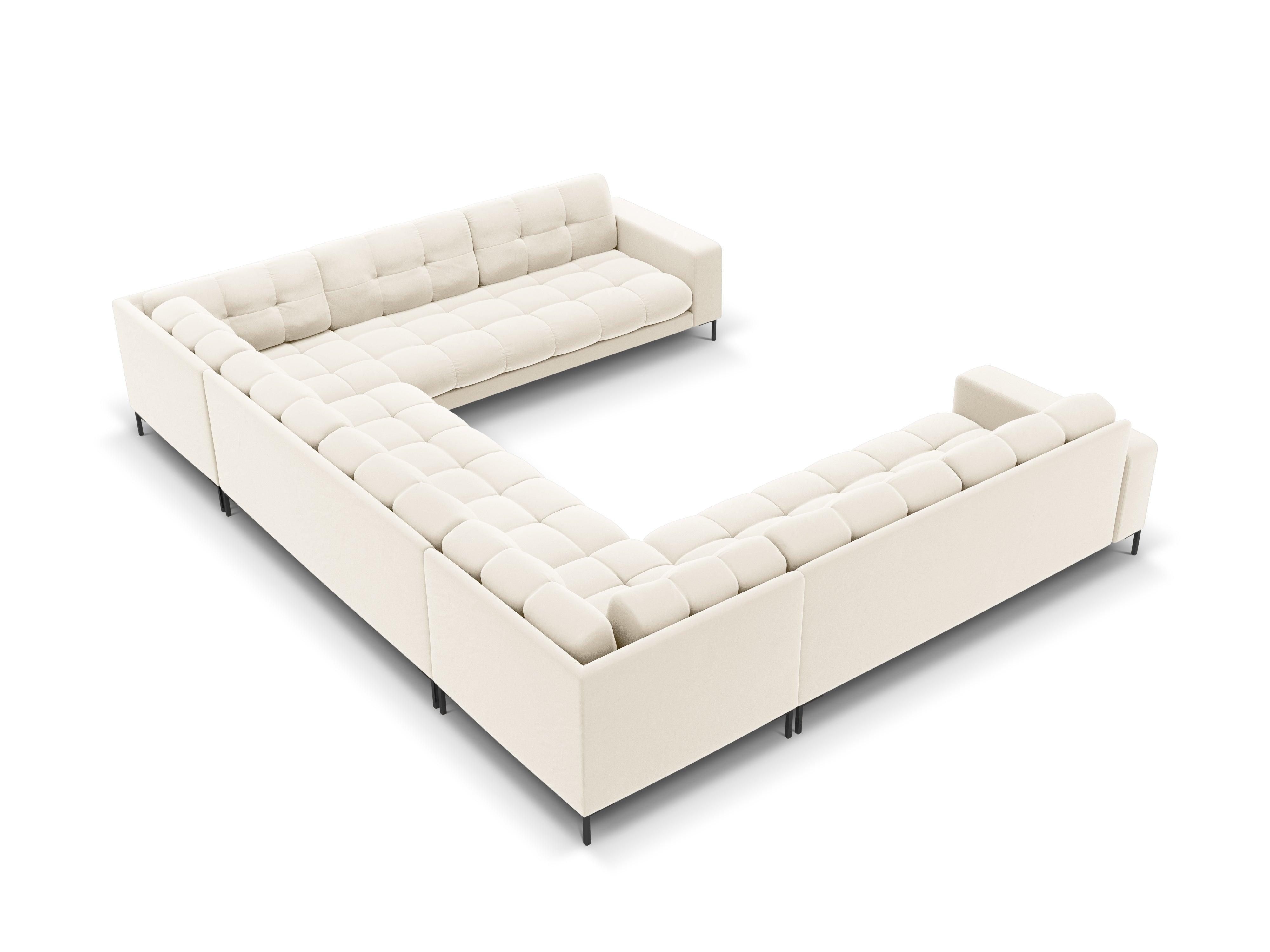 Sofa aksamitna panoramiczna 9-osobowa BALI jasnobeżowy z czarną podstawą Cosmopolitan Design Eye on Design