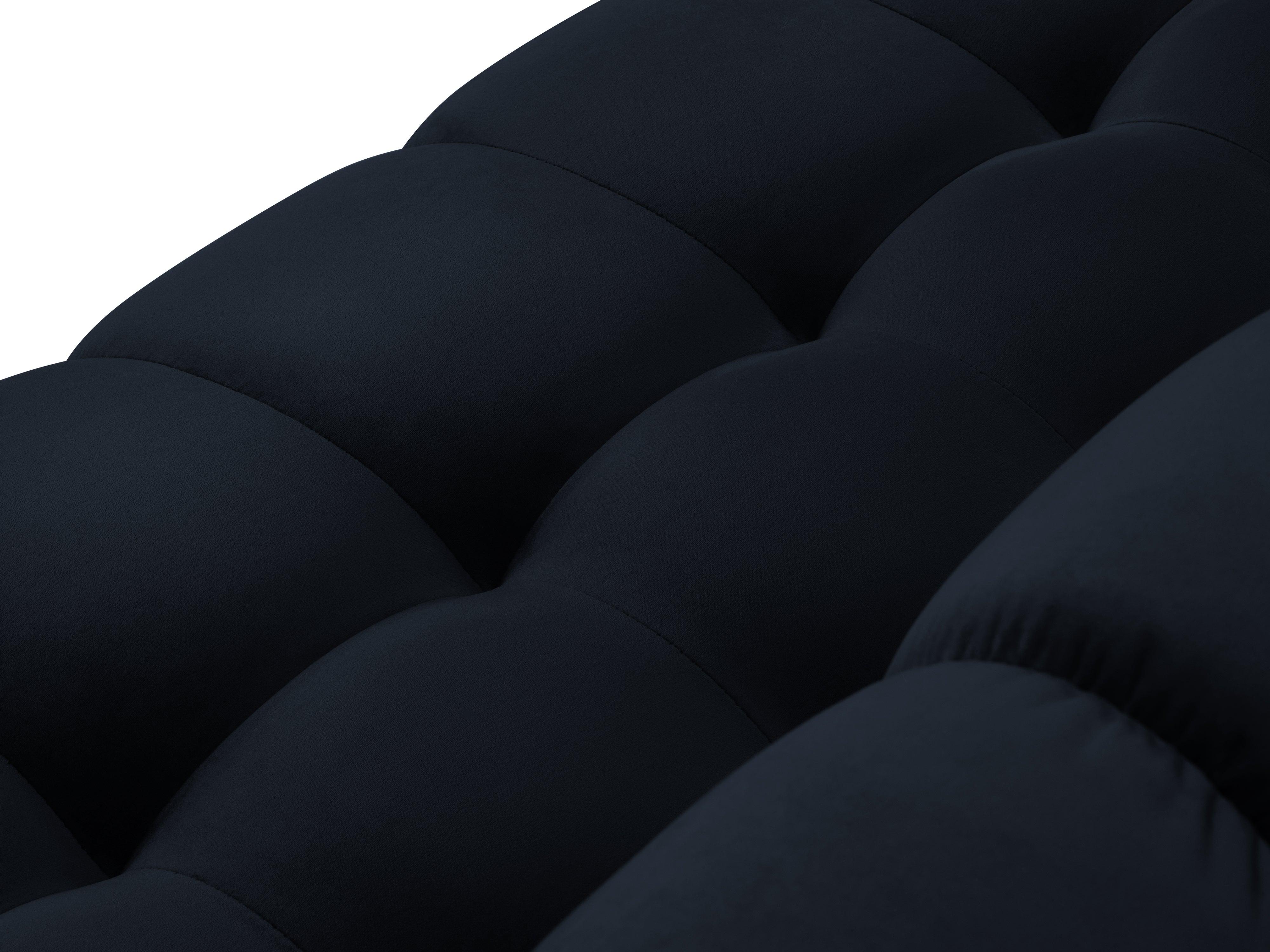 Sofa aksamitna panoramiczna lewostronna 7-osobowa BALI ciemnoniebieski z czarną podstawą Cosmopolitan Design Eye on Design