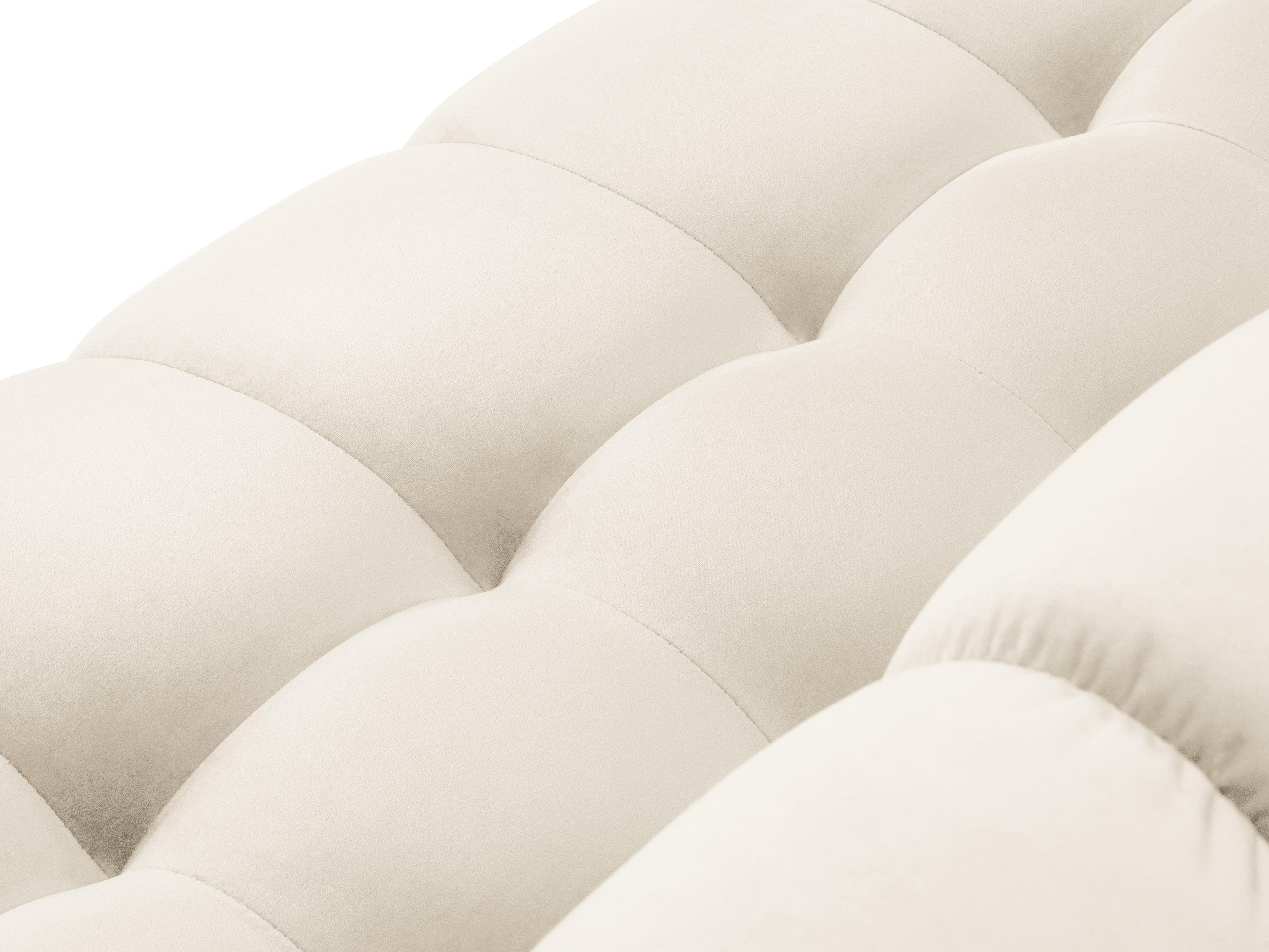 Sofa aksamitna panoramiczna lewostronna 7-osobowa BALI jasnobeżowy z czarną podstawą Cosmopolitan Design Eye on Design