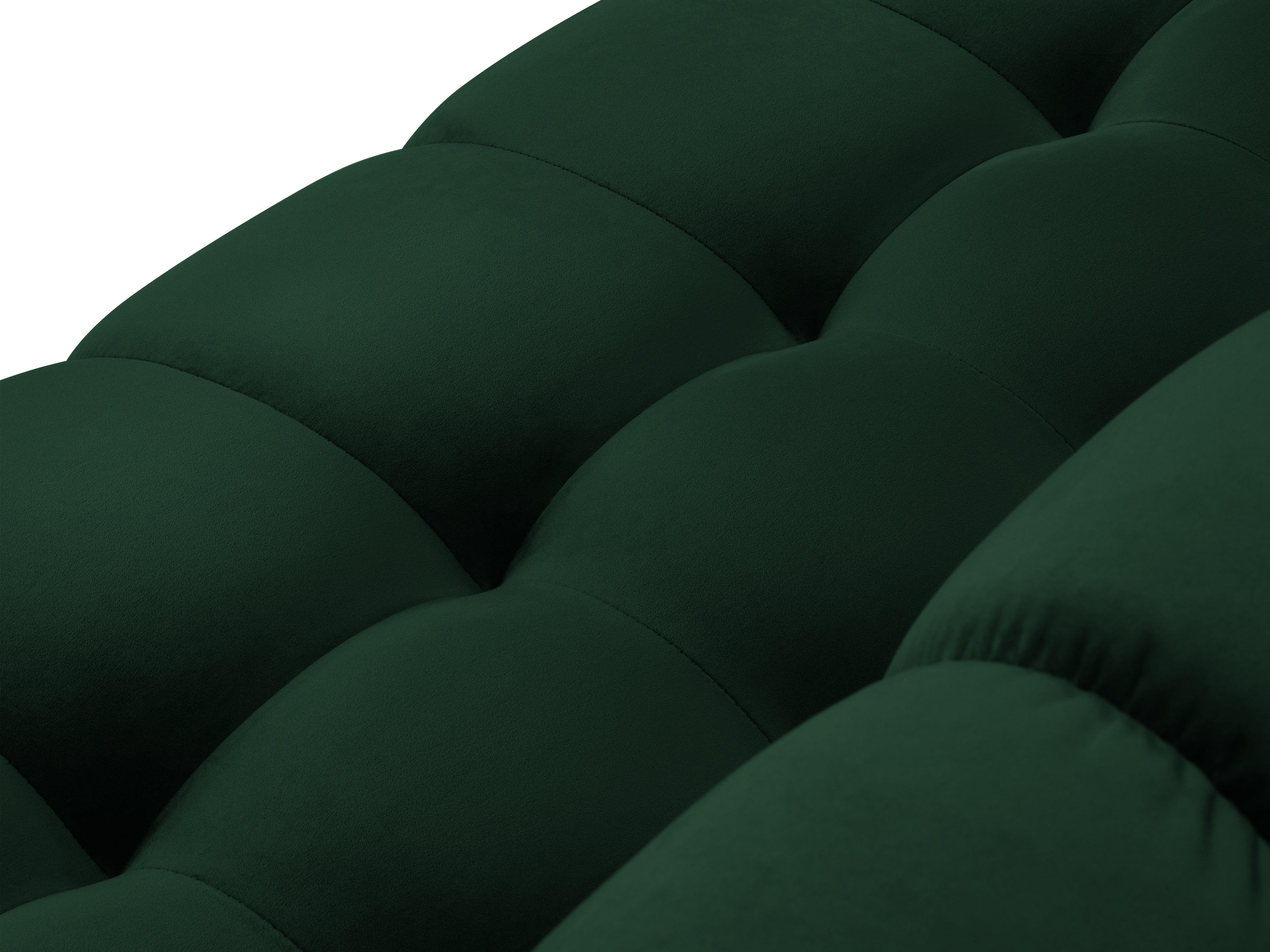 Sofa aksamitna panoramiczna prawostronna 7-osobowa BALI butelkowa zieleń z czarną podstawą Cosmopolitan Design Eye on Design