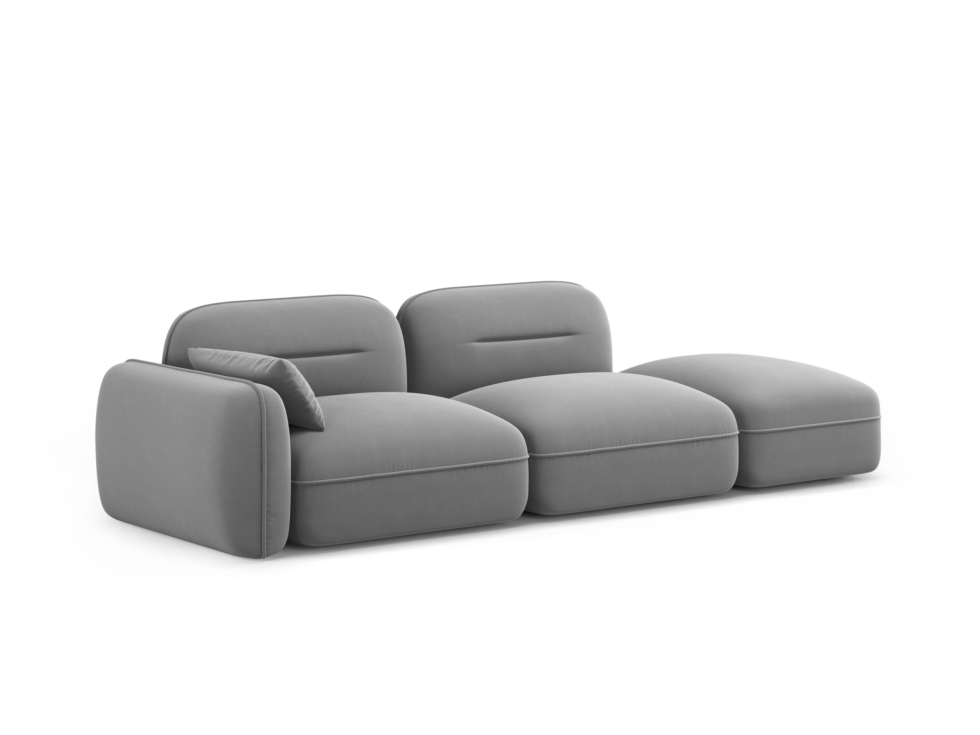 Sofa modułowa aksamitna prawostronna 3-osobowa SYDNEY jasnoszary Cosmopolitan Design Eye on Design