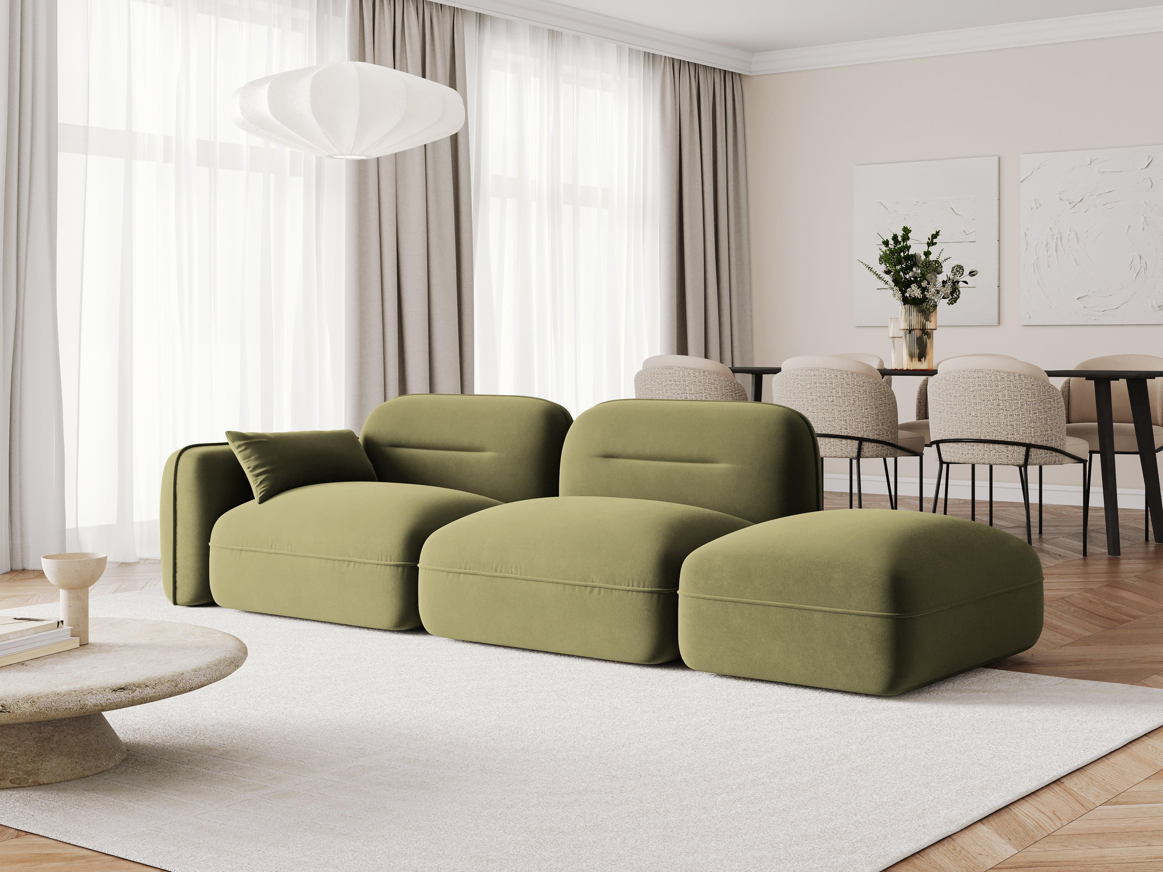 Sofa modułowa aksamitna prawostronna 3-osobowa SYDNEY jasnozielony Cosmopolitan Design Eye on Design