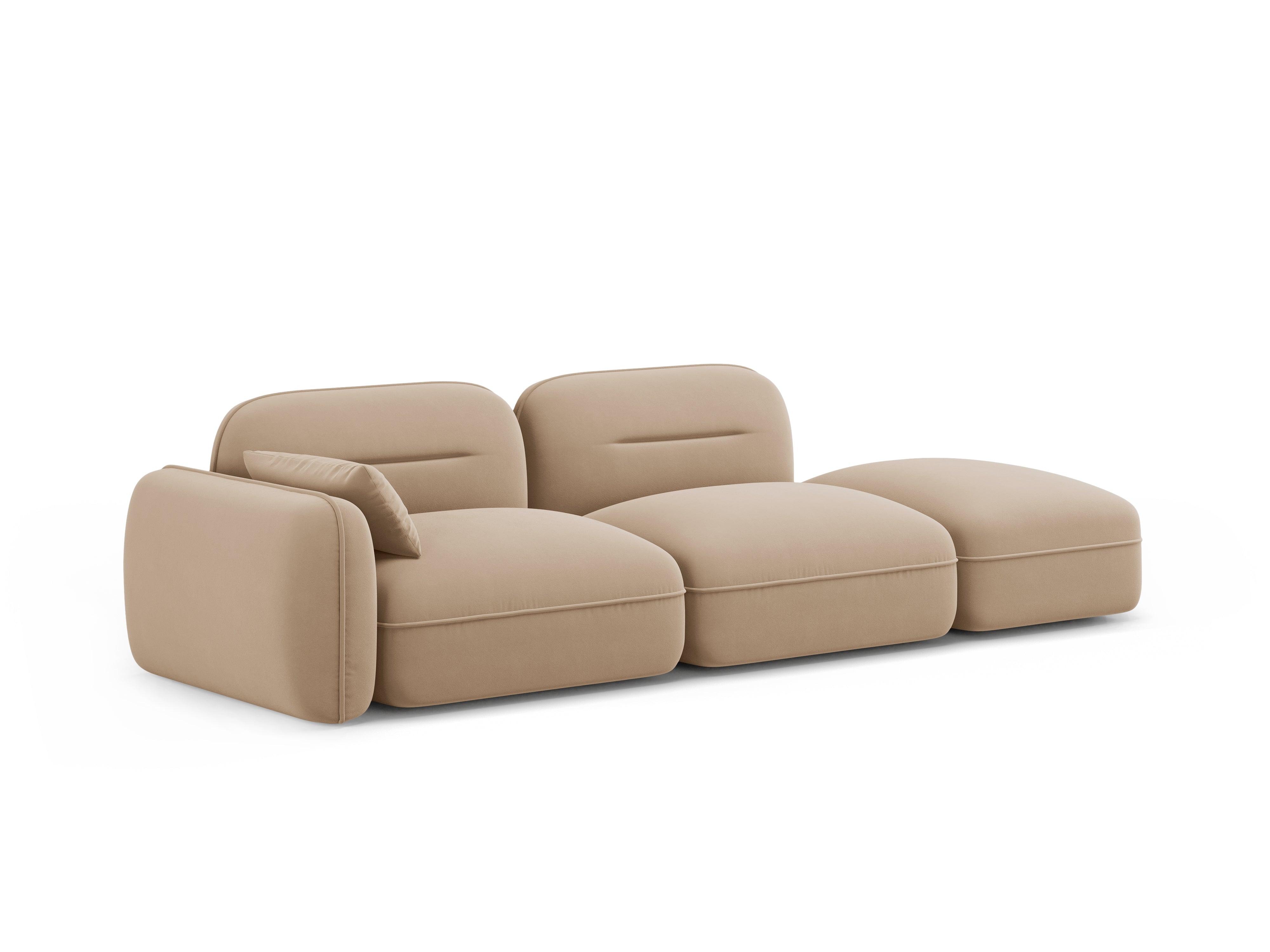 Sofa modułowa aksamitna prawostronna 3-osobowa SYDNEY piaskowy Cosmopolitan Design Eye on Design