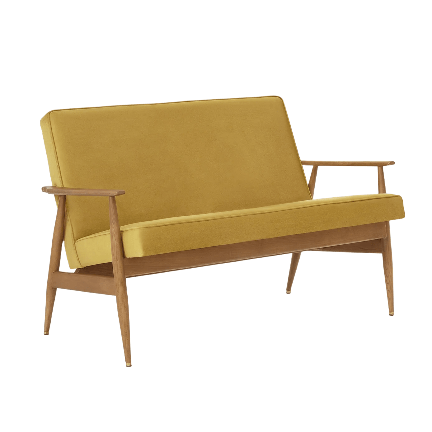 Sofa FOX żółty w tkaninie Shine Velvet Mustard 366 concept 120 cm Jesion-02 Eye on Design