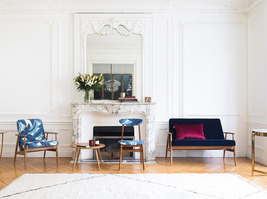 Sofa FOX żółty w tkaninie Shine Velvet Mustard 366 concept Eye on Design