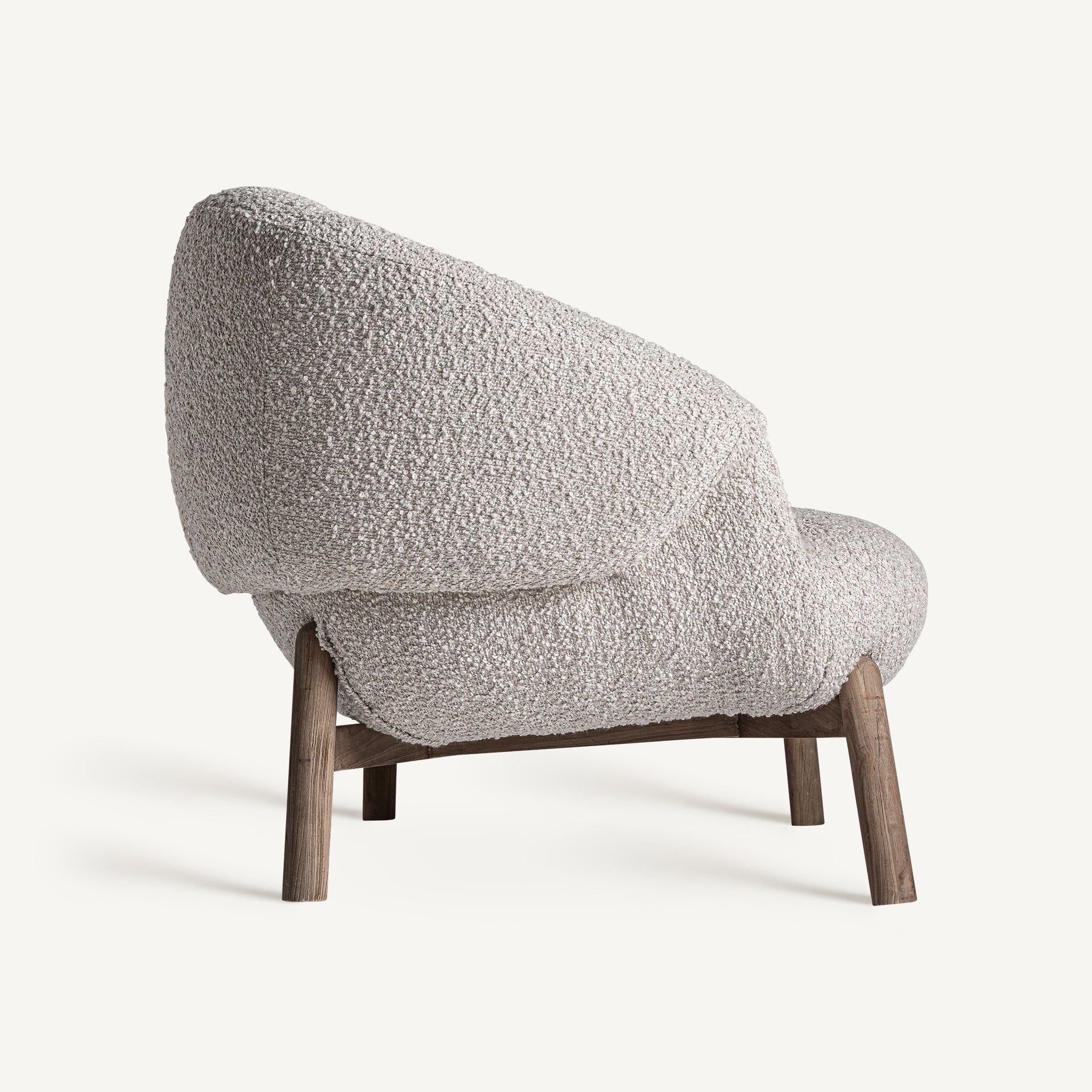 Beige JACQUARD Sofa with Wooden Base