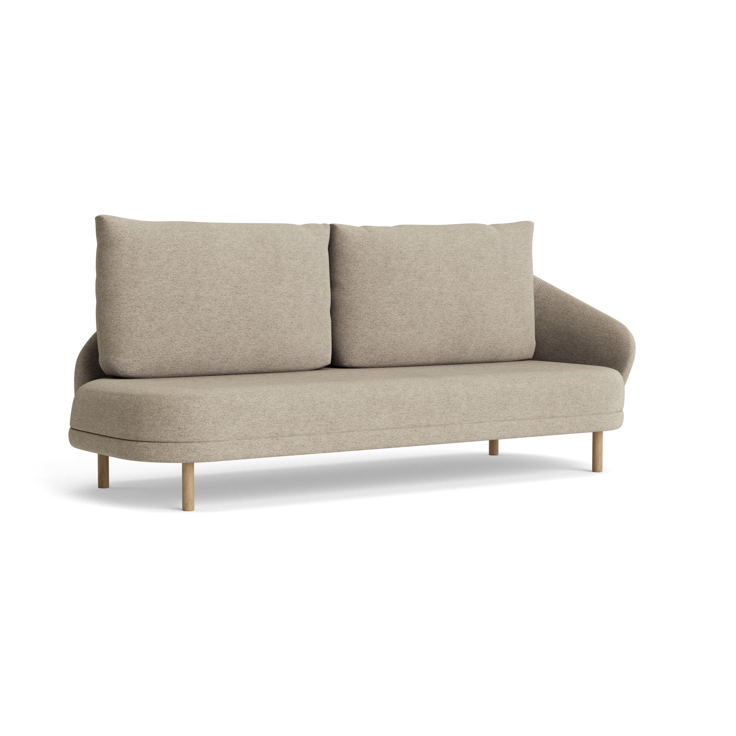 Sofa lewostronna NEW WAVE dębowy NORR11 naturalny dębowy tkanina boucle beżowy Eye on Design