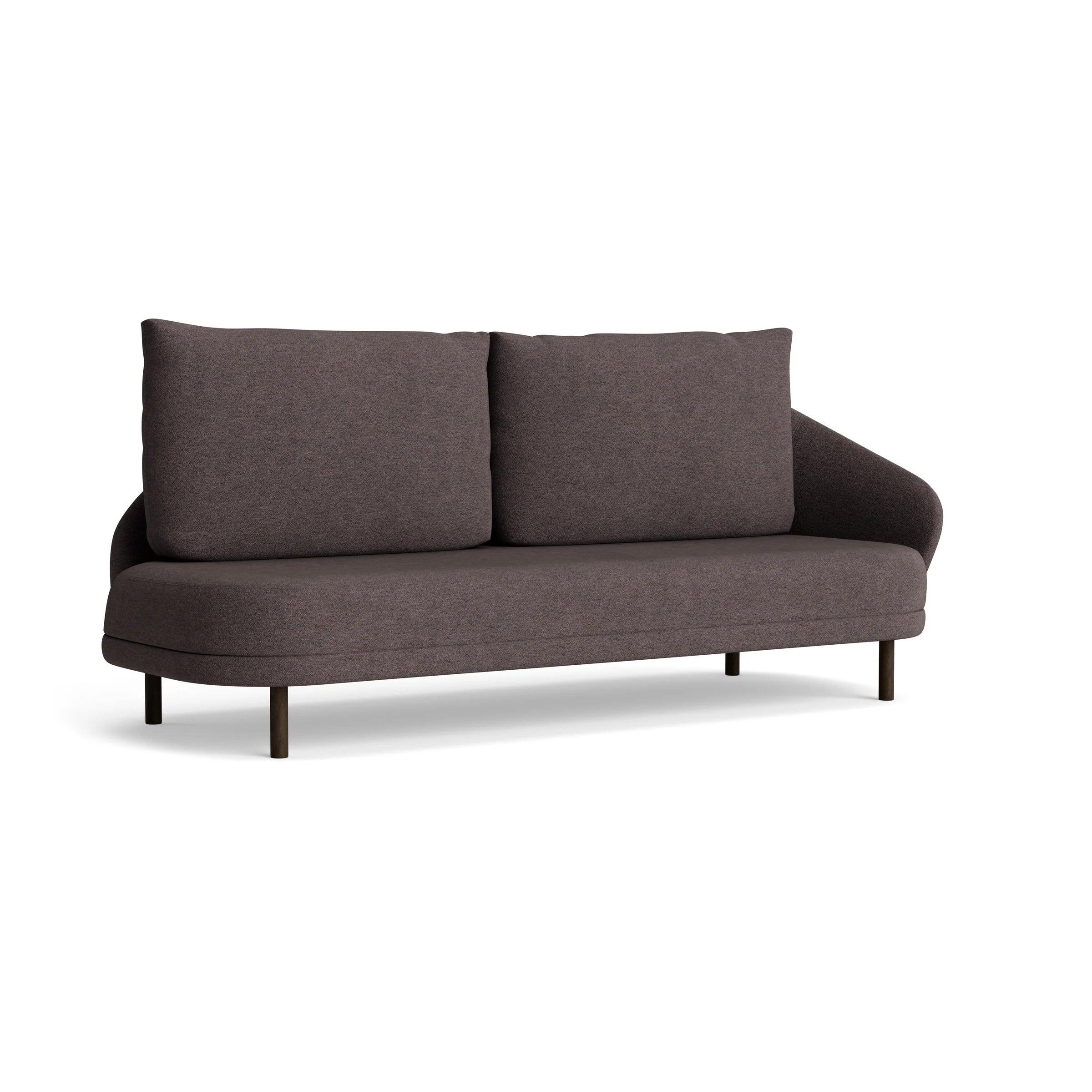 Sofa lewostronna NEW WAVE dębowy NORR11 ciemny dębowy tkanina boucle brązowy Eye on Design