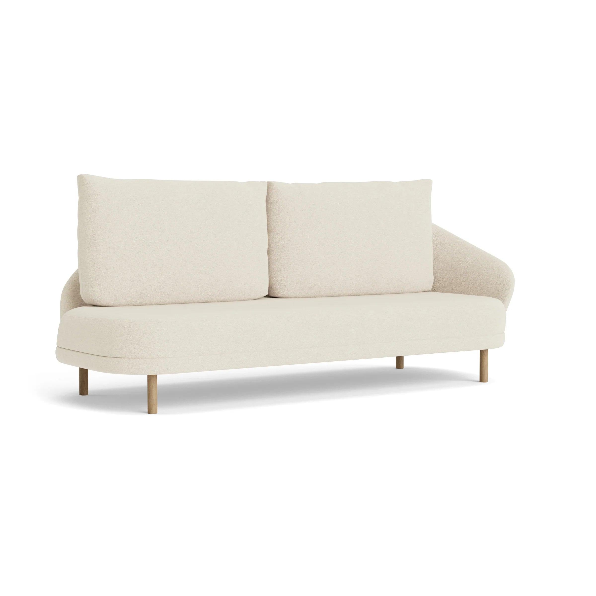 Sofa lewostronna NEW WAVE dębowy NORR11 naturalny dębowy tkanina boucle kremowy Eye on Design