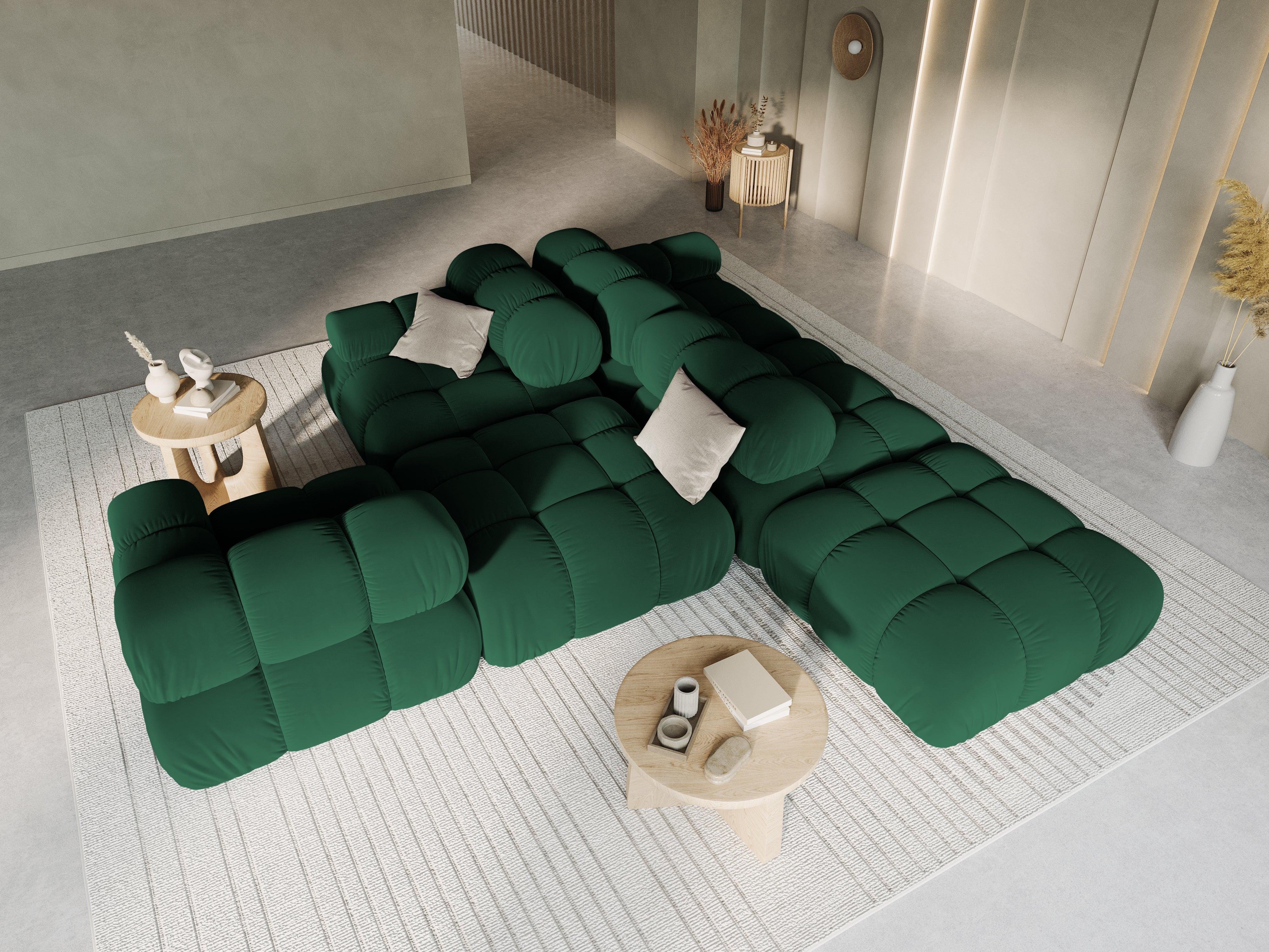 Sofa modułowa aksamitna prawostronna 4-osobowa TROPEA butelkowa zieleń Milo Casa Eye on Design