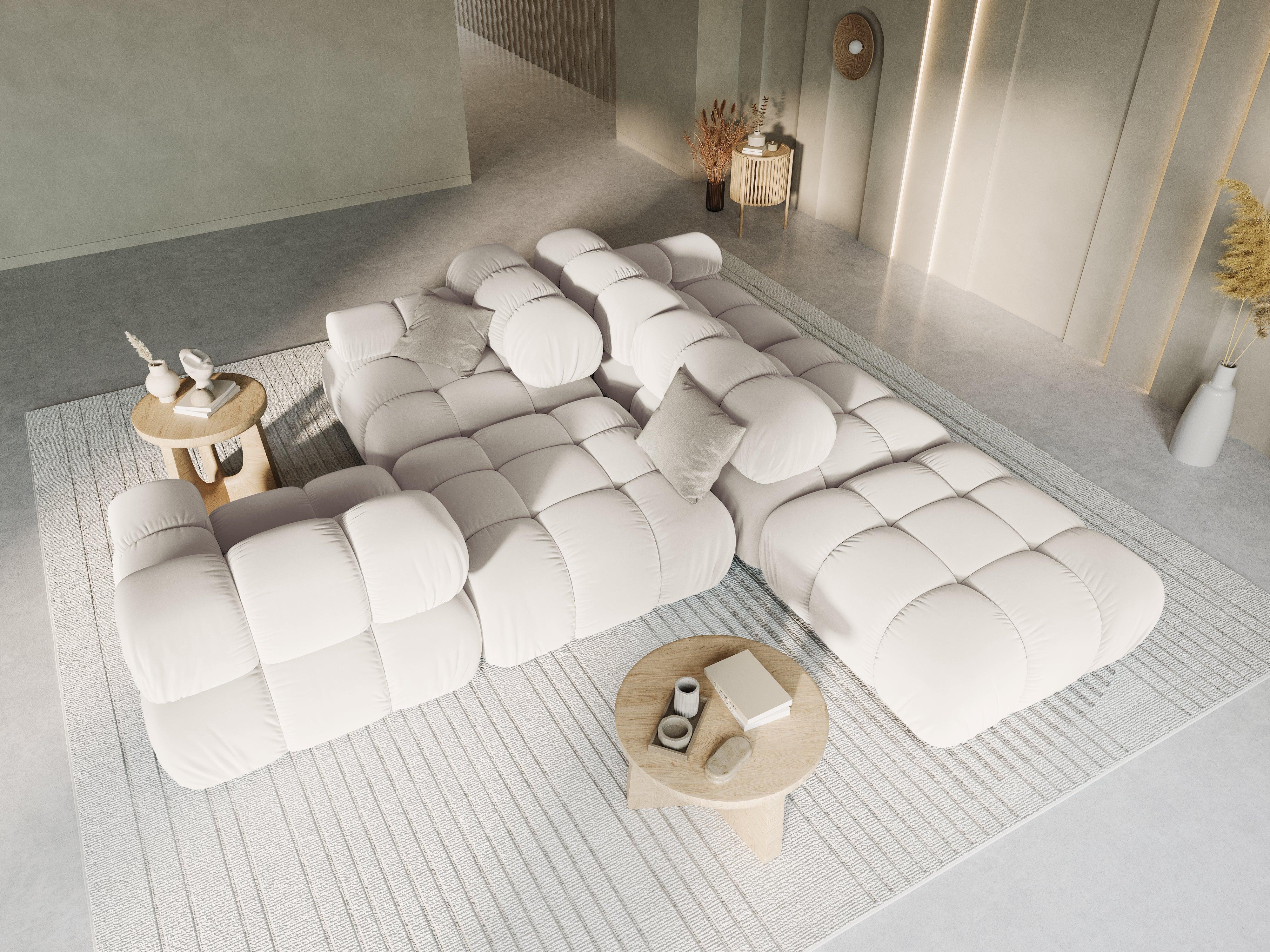 Sofa modułowa aksamitna prawostronna 4-osobowa TROPEA jasnobeżowy Milo Casa Eye on Design