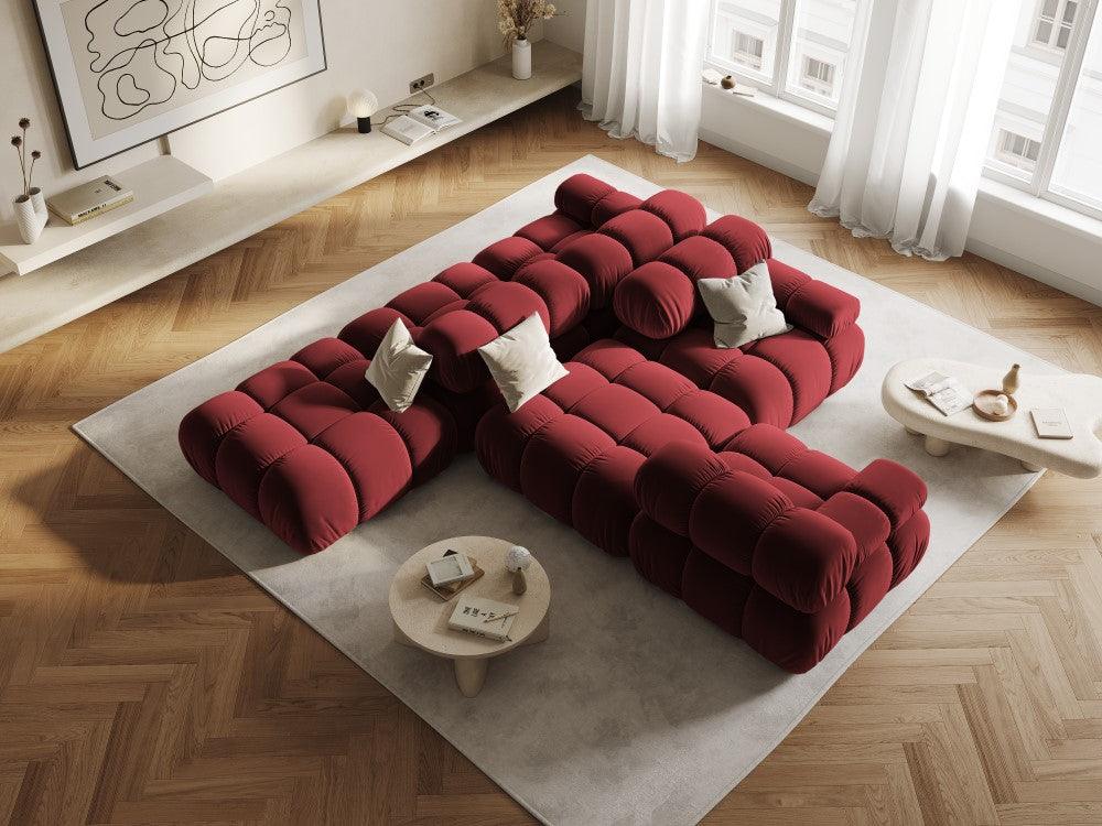 Sofa modułowa aksamitna prawostronna 4-osobowa TROPEA rubinowy Milo Casa Eye on Design