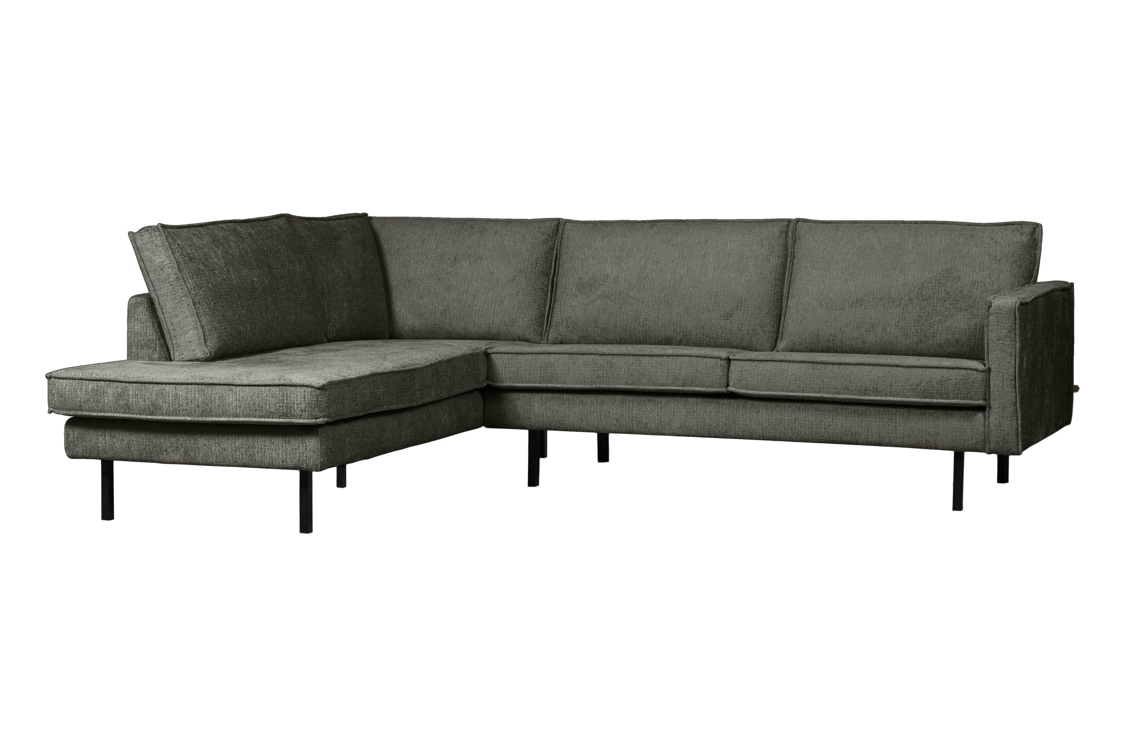 Sofa narożna welurowa lewostronna RODEO szarozielony Be Pure Eye on Design
