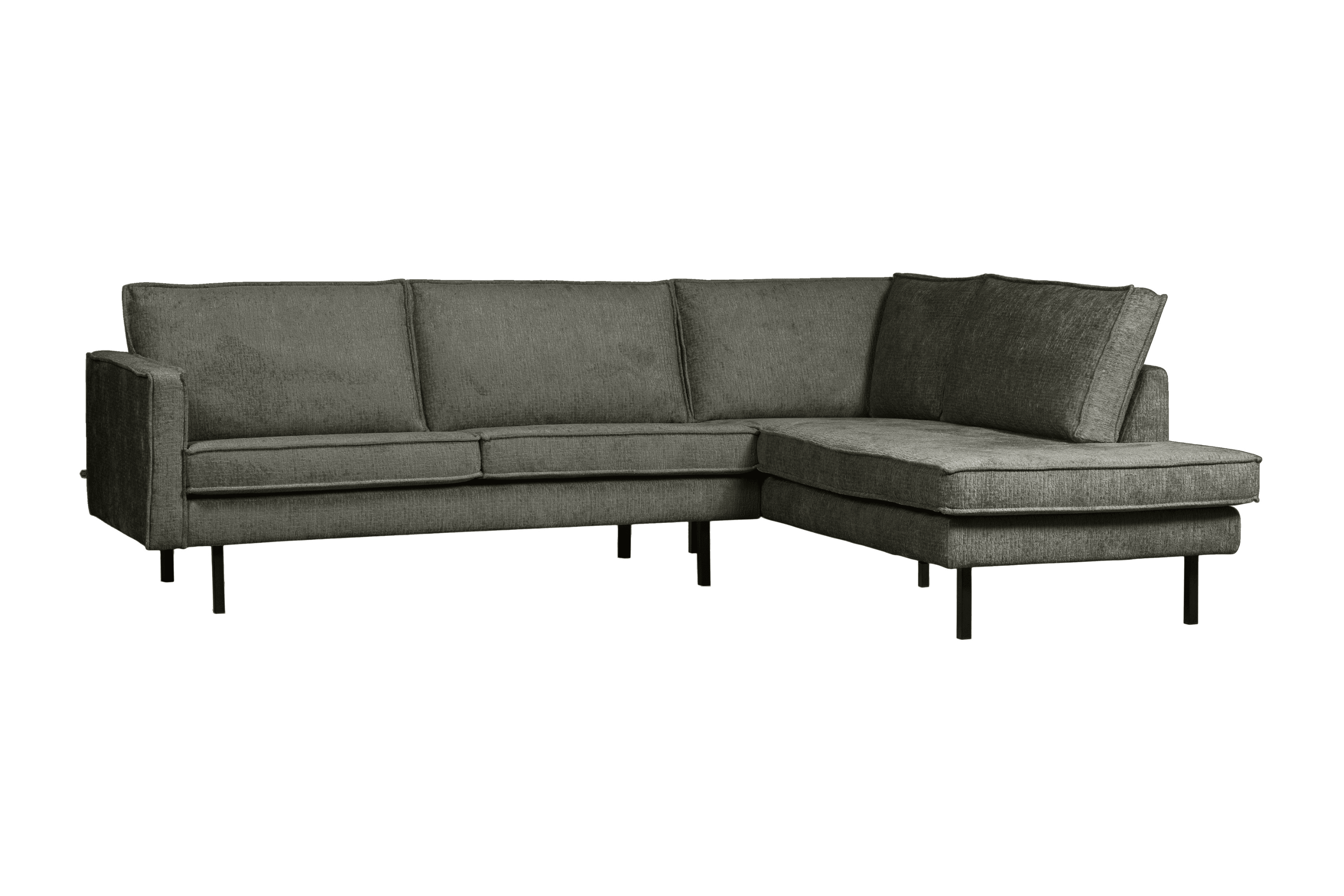 Sofa narożna welurowa prawostronna RODEO szarozielony Be Pure Eye on Design