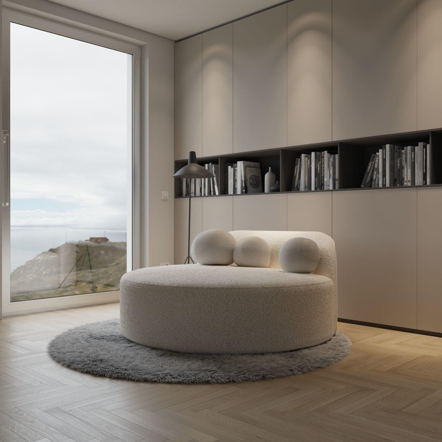 Sofa okrągła w tkaninie boucle BJÖRN kremowy Eichholtz Eye on Design