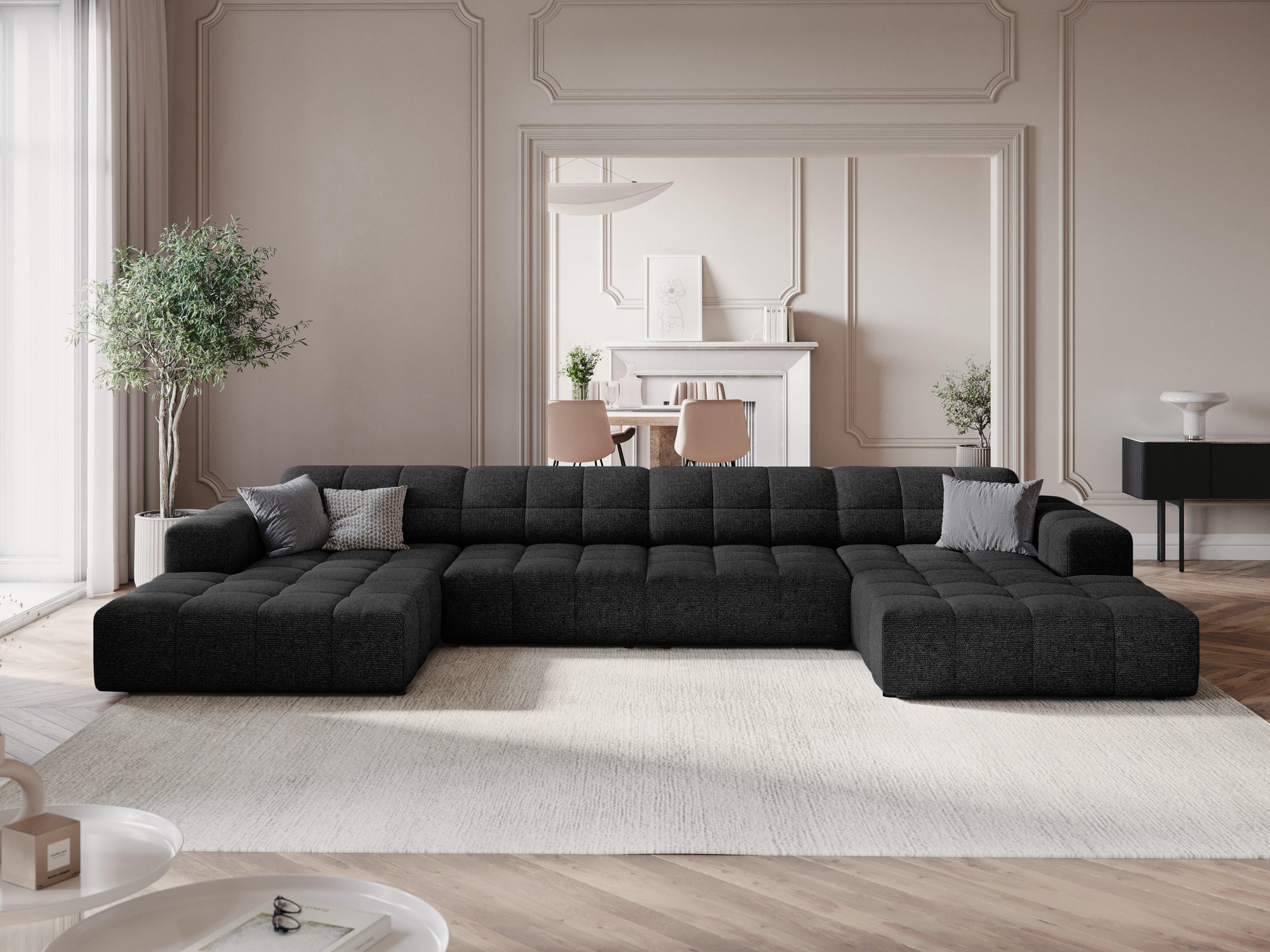 Sofa panoramiczna 6-osobowa CHICAGO czarny szenil Cosmopolitan Design Eye on Design