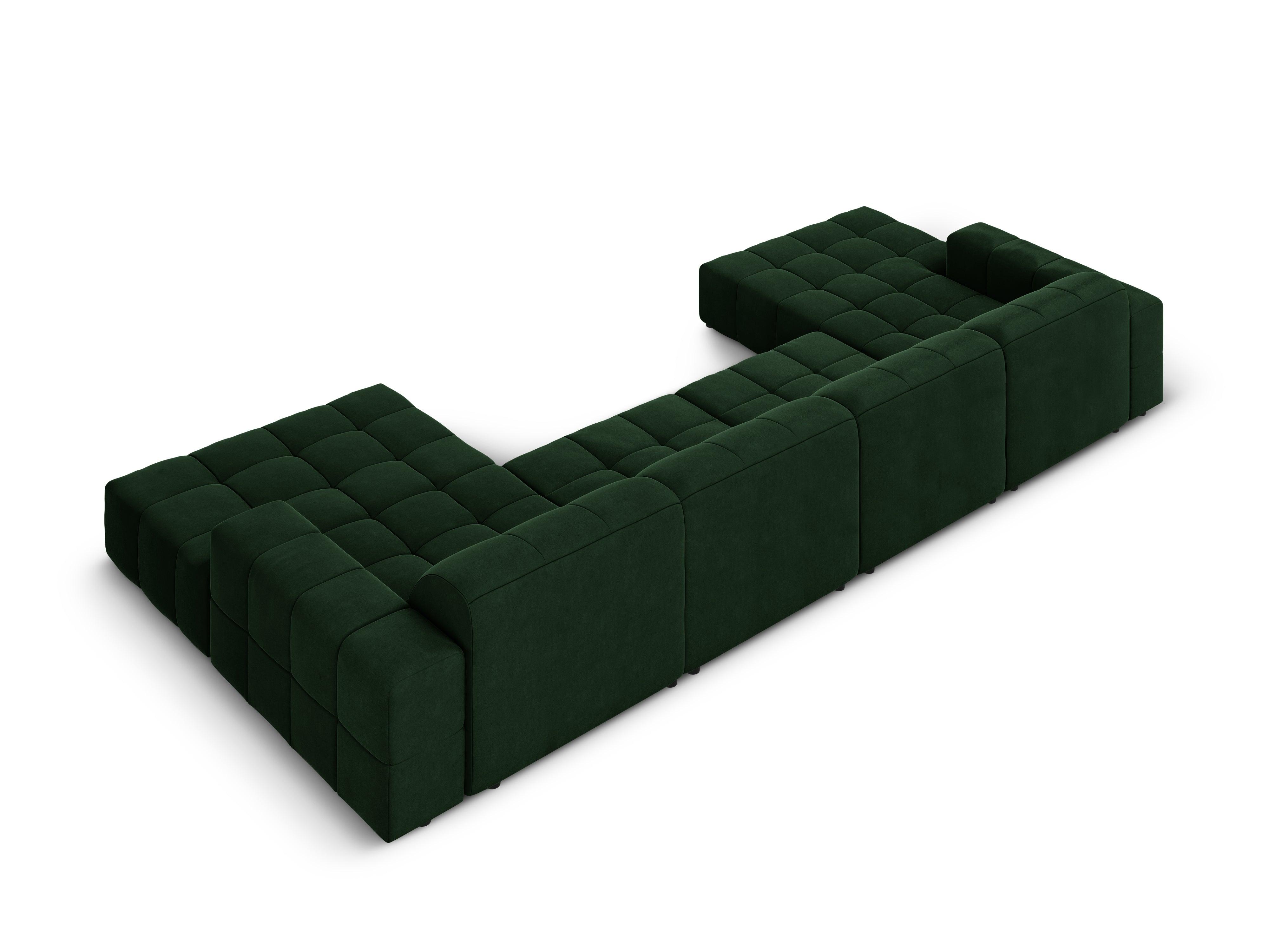 Sofa panoramiczna aksamitna 6-osobowa CHICAGO butelkowa zieleń – Cosmopolitan Design