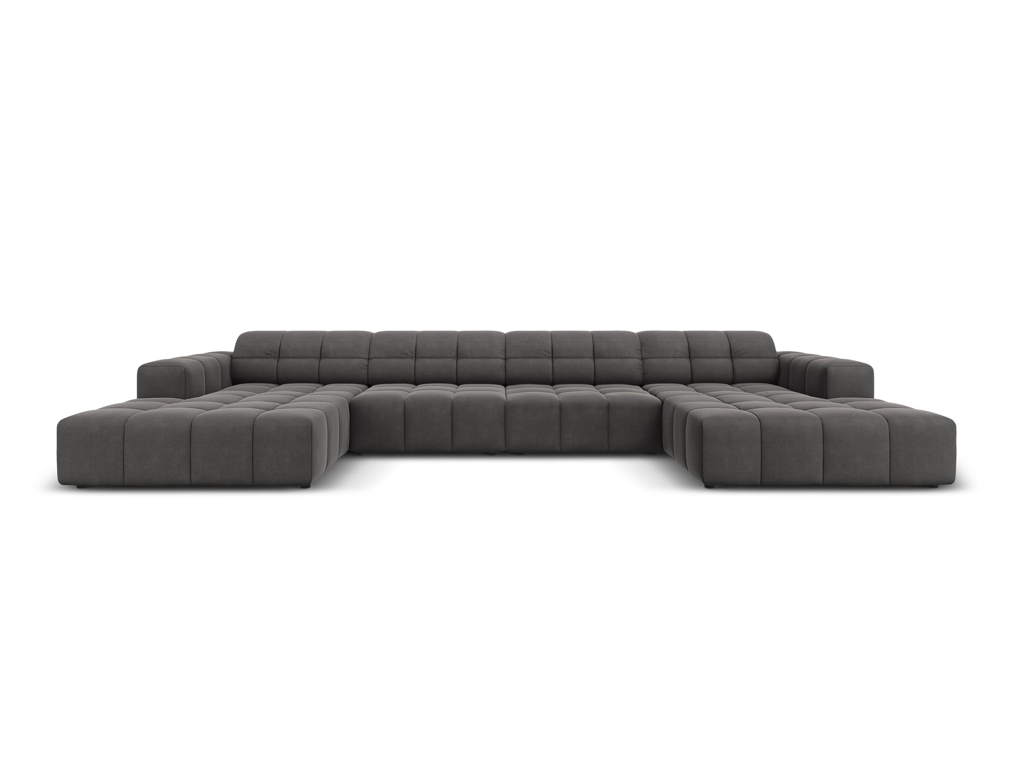 Sofa panoramiczna aksamitna 6-osobowa CHICAGO ciemnoszary Cosmopolitan Design Eye on Design