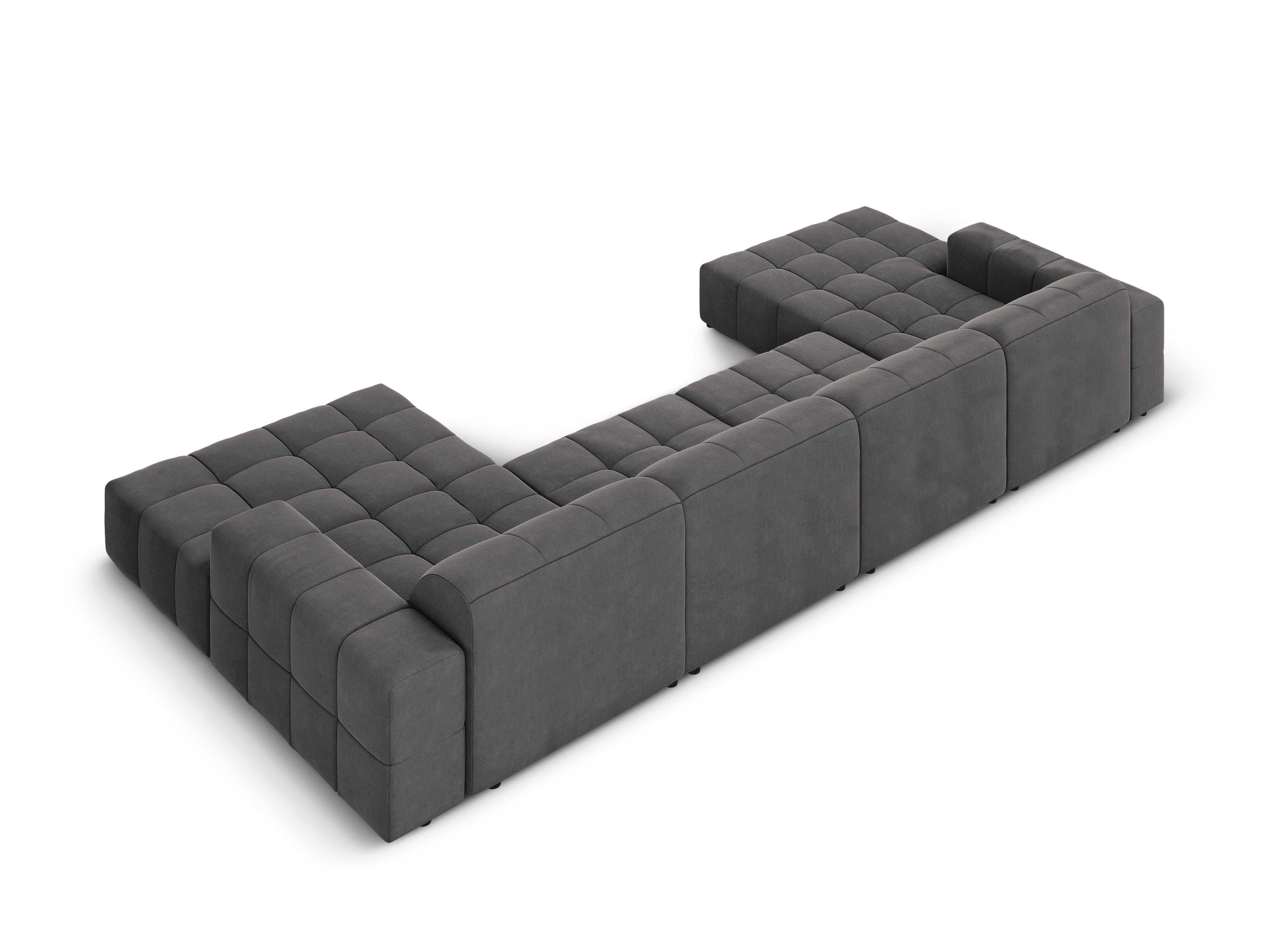 Sofa panoramiczna aksamitna 6-osobowa CHICAGO ciemnoszary Cosmopolitan Design Eye on Design