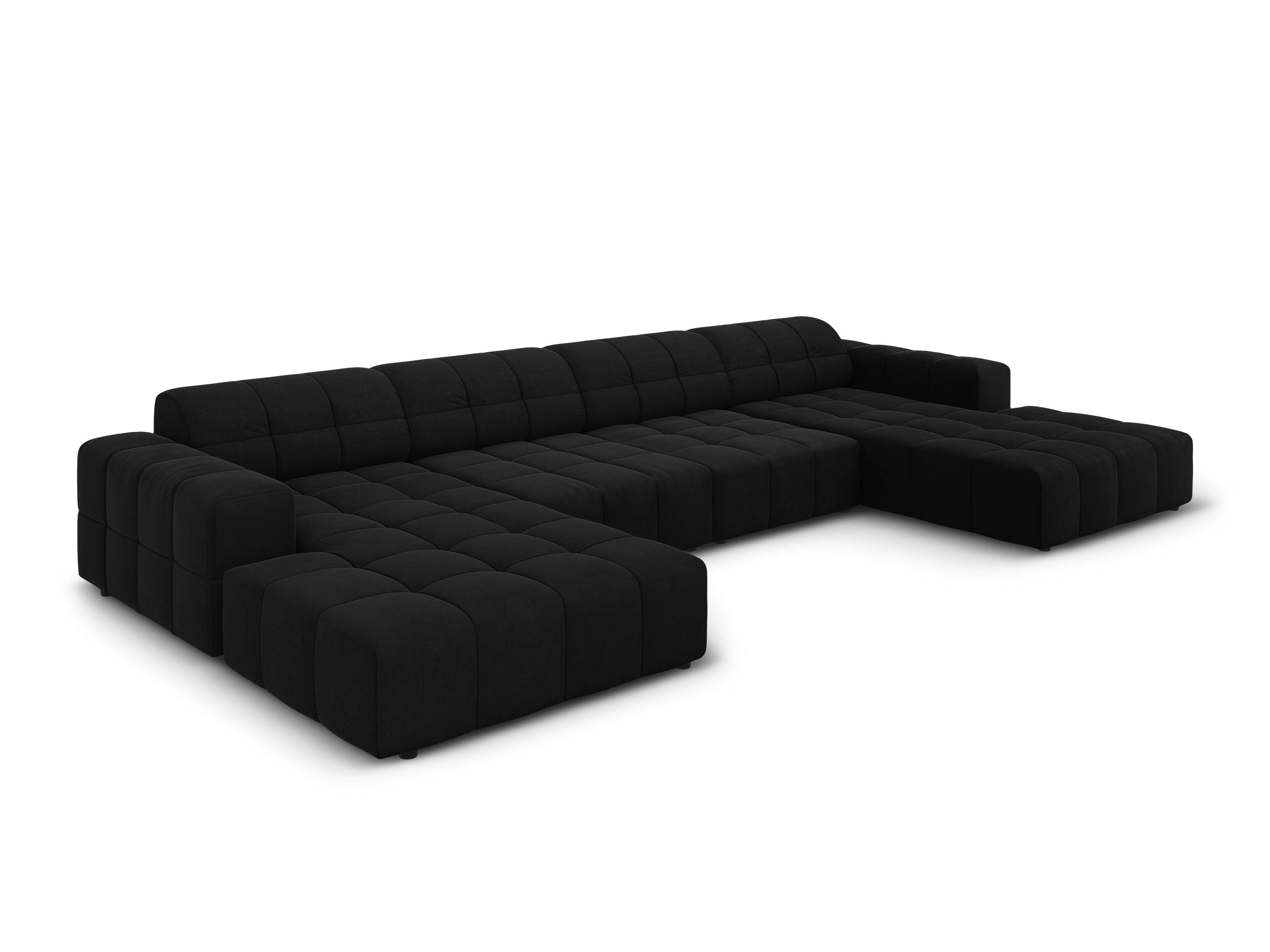 Sofa panoramiczna aksamitna 6-osobowa CHICAGO czarny Cosmopolitan Design Eye on Design