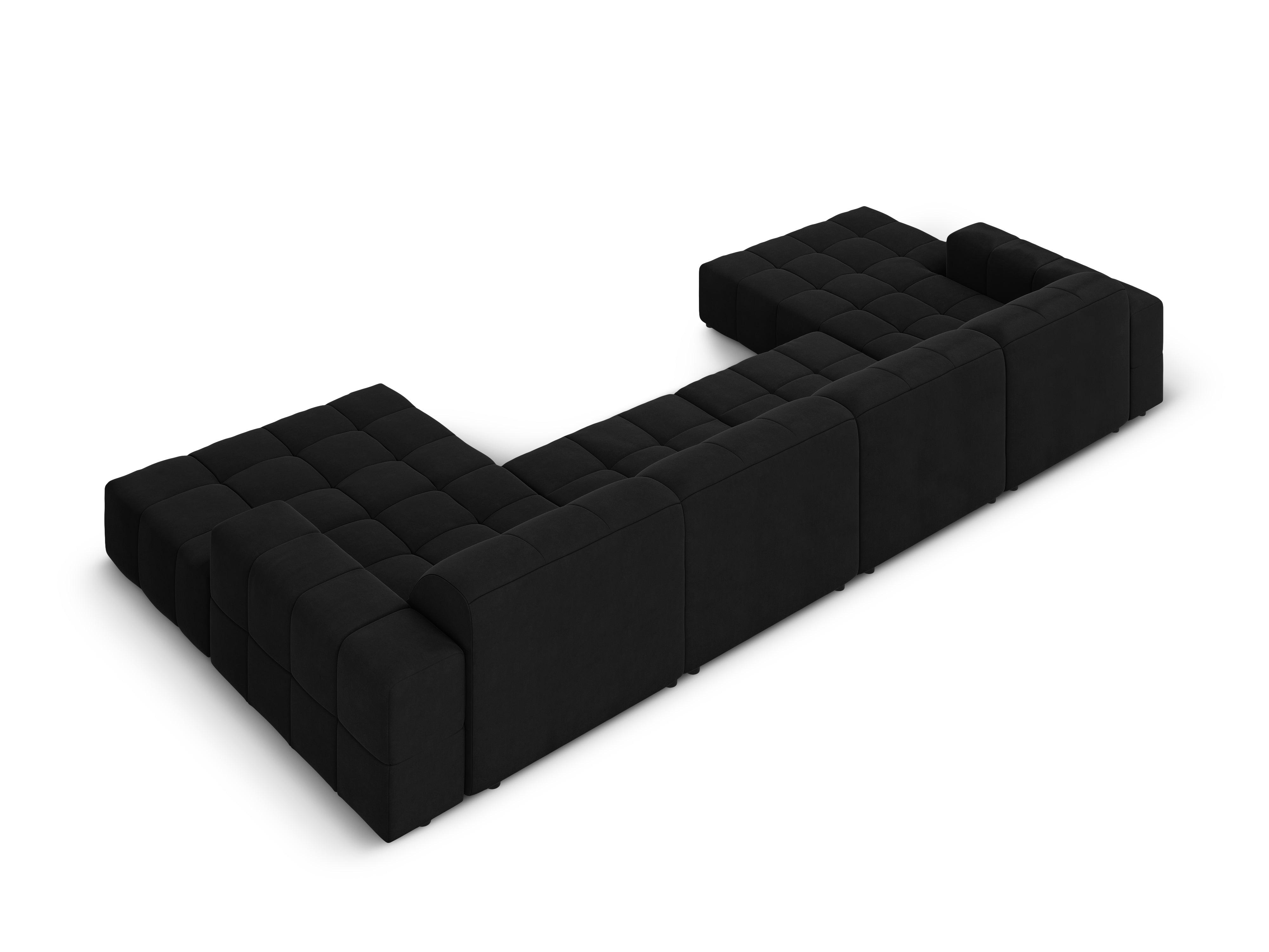 Sofa panoramiczna aksamitna 6-osobowa CHICAGO czarny Cosmopolitan Design Eye on Design