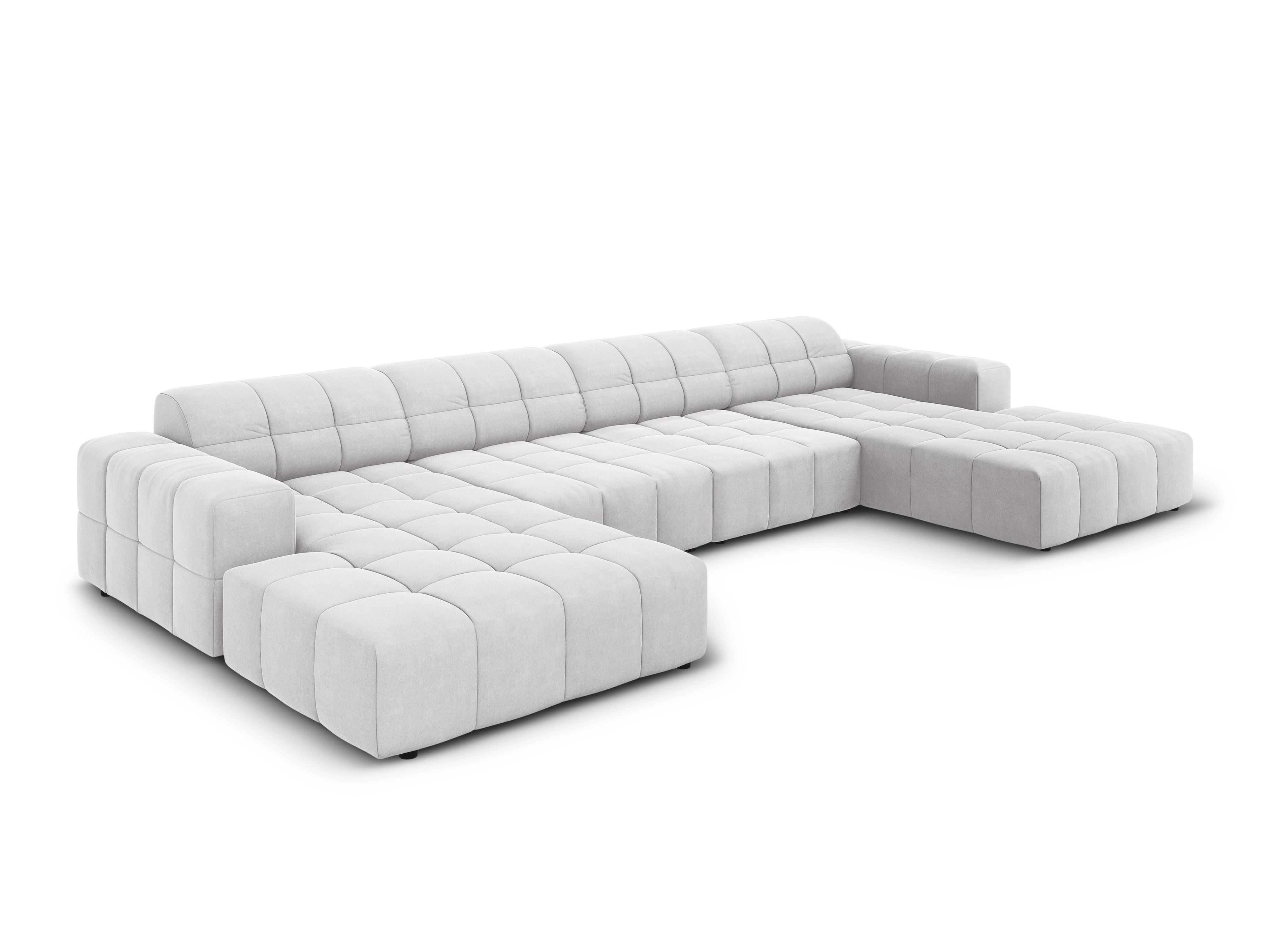 Sofa panoramiczna aksamitna 6-osobowa CHICAGO jasnoszary Cosmopolitan Design Eye on Design