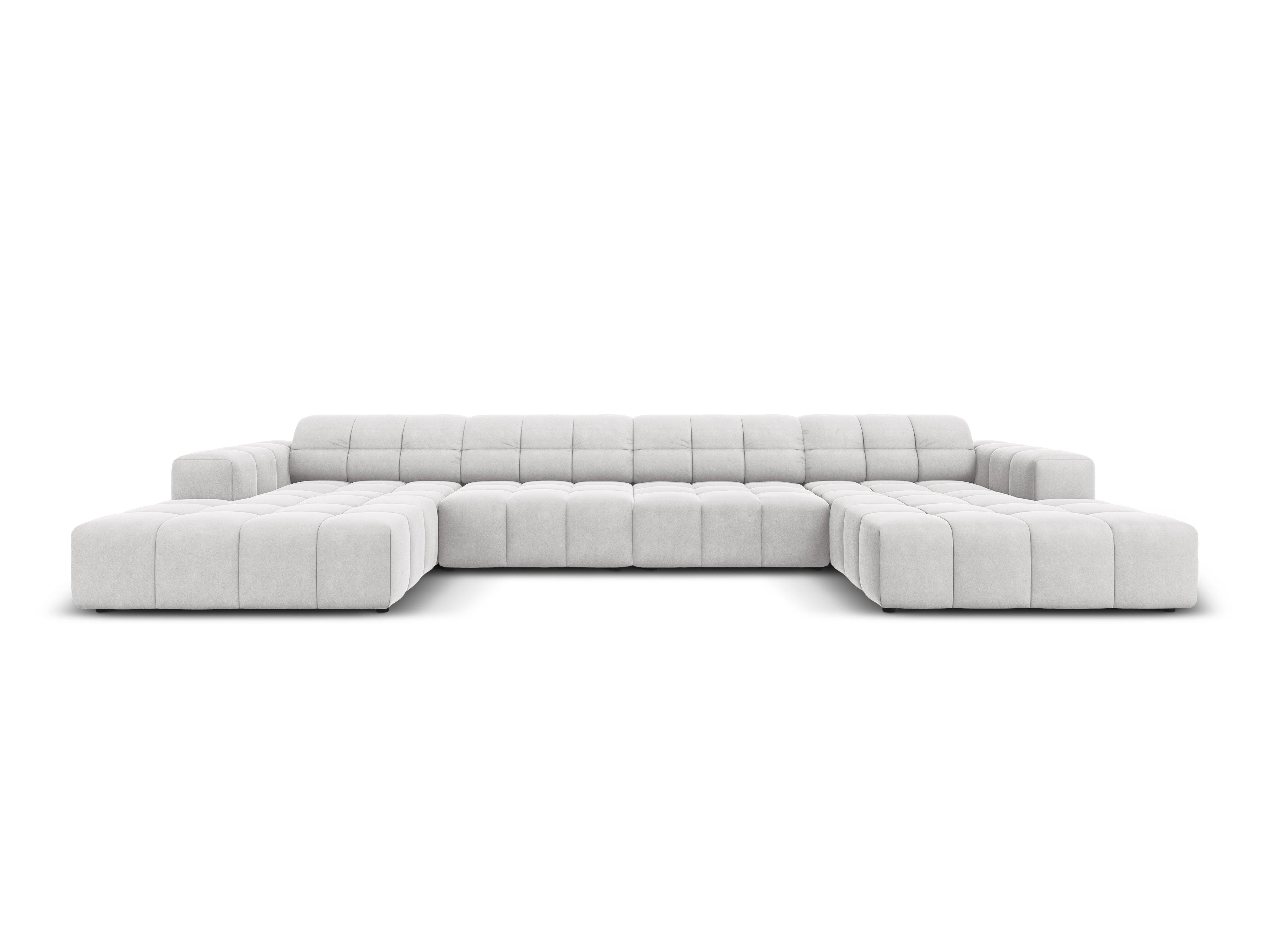 Sofa panoramiczna aksamitna 6-osobowa CHICAGO jasnoszary Cosmopolitan Design Eye on Design