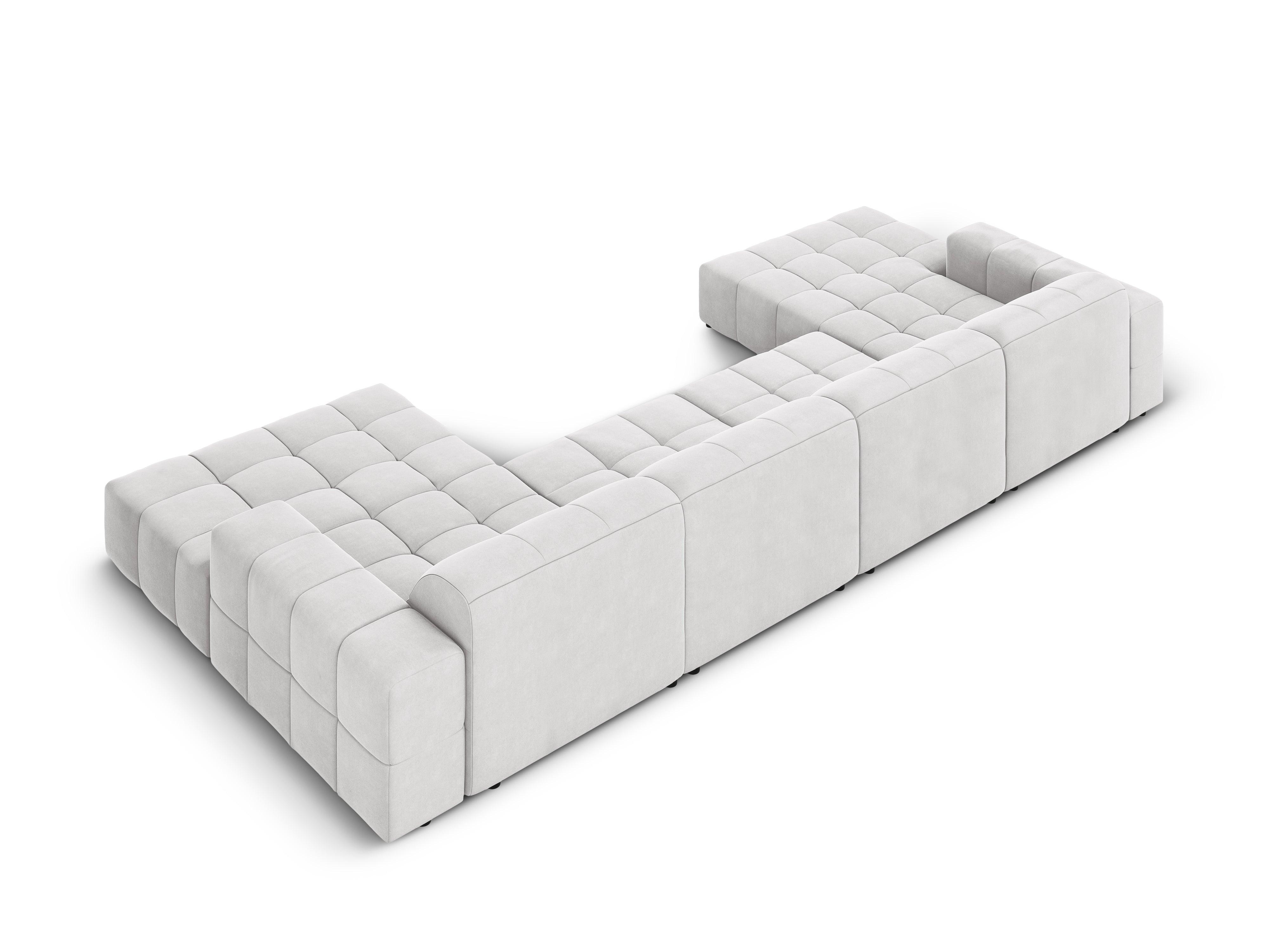 Sofa panoramiczna aksamitna 6-osobowa CHICAGO jasnoszary Cosmopolitan Design Eye on Design