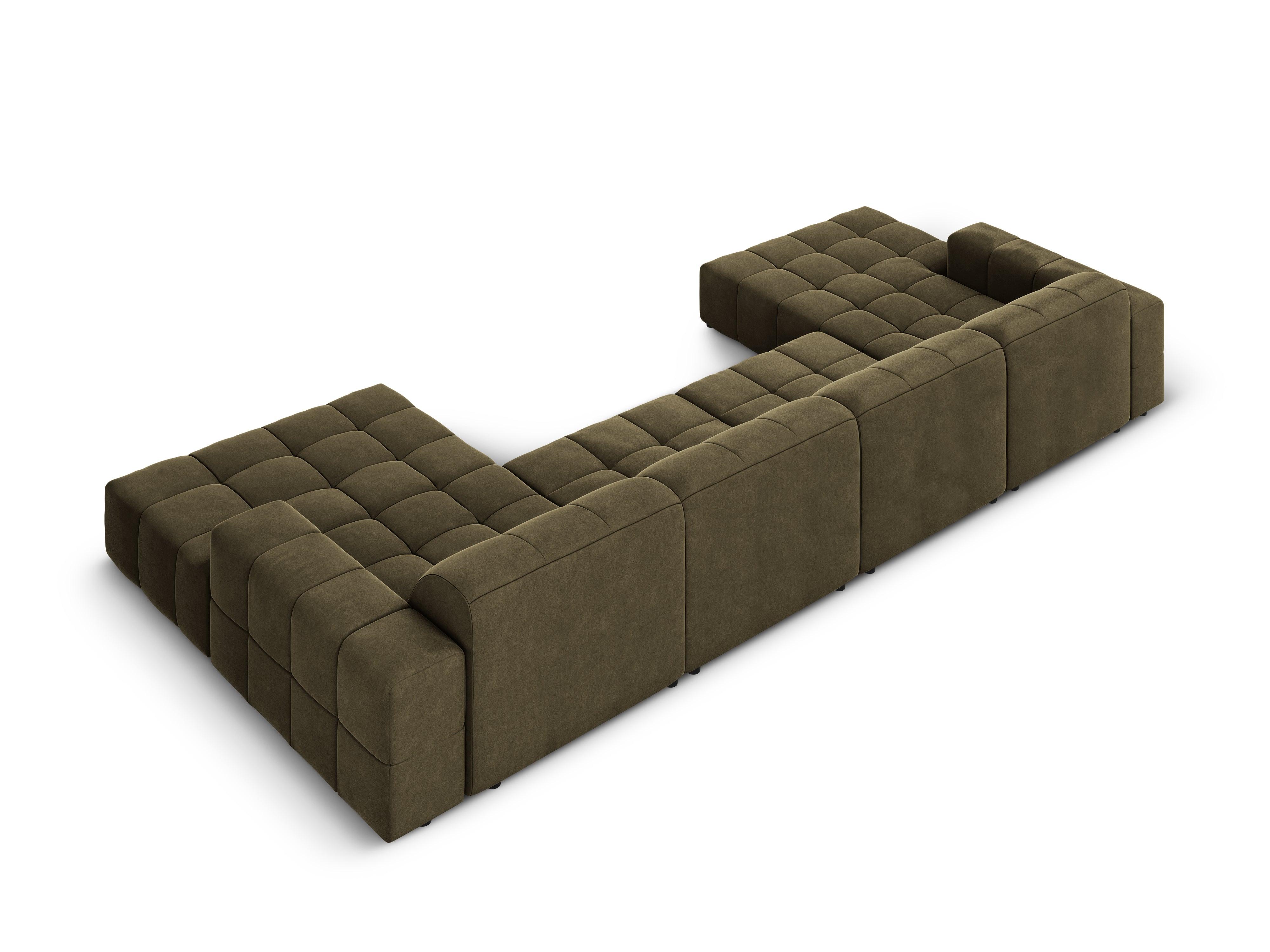 Sofa panoramiczna aksamitna 6-osobowa CHICAGO oliwkowy Cosmopolitan Design Eye on Design